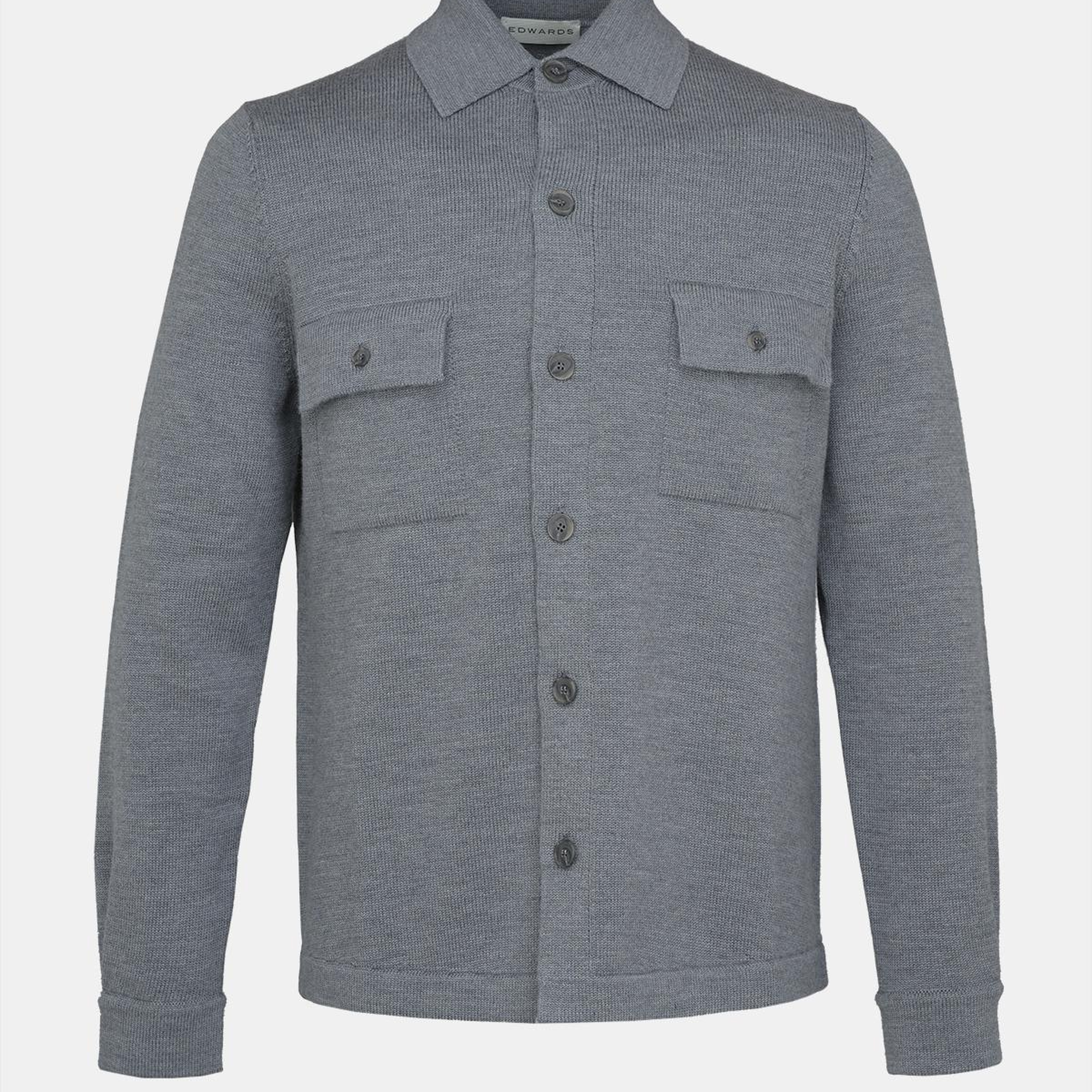Erkek Gri Extrafine Yün Overshirt Triko