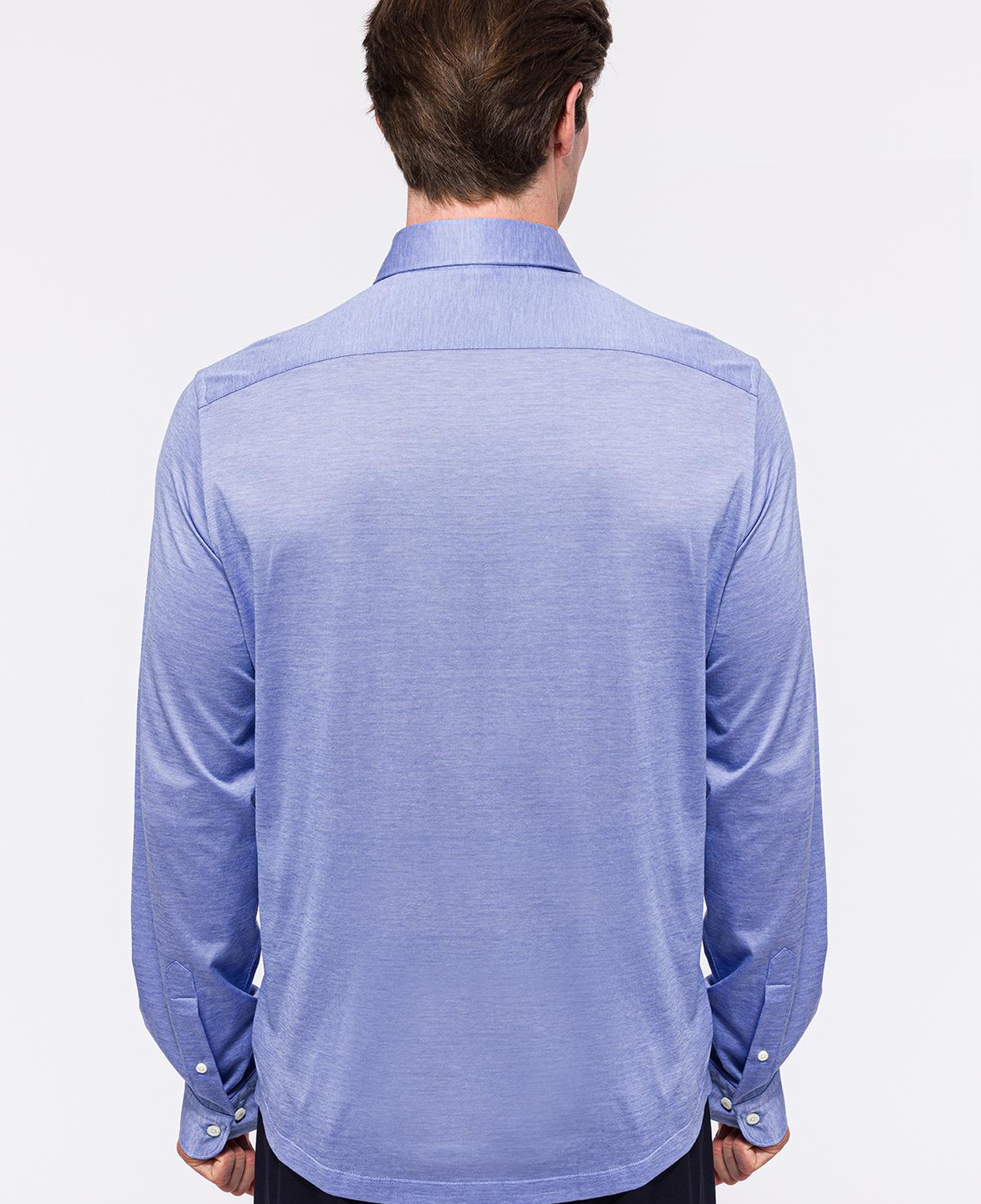 Erkek Mavi Cooper Fit Düğmeli Yaka Jersey Gömlek