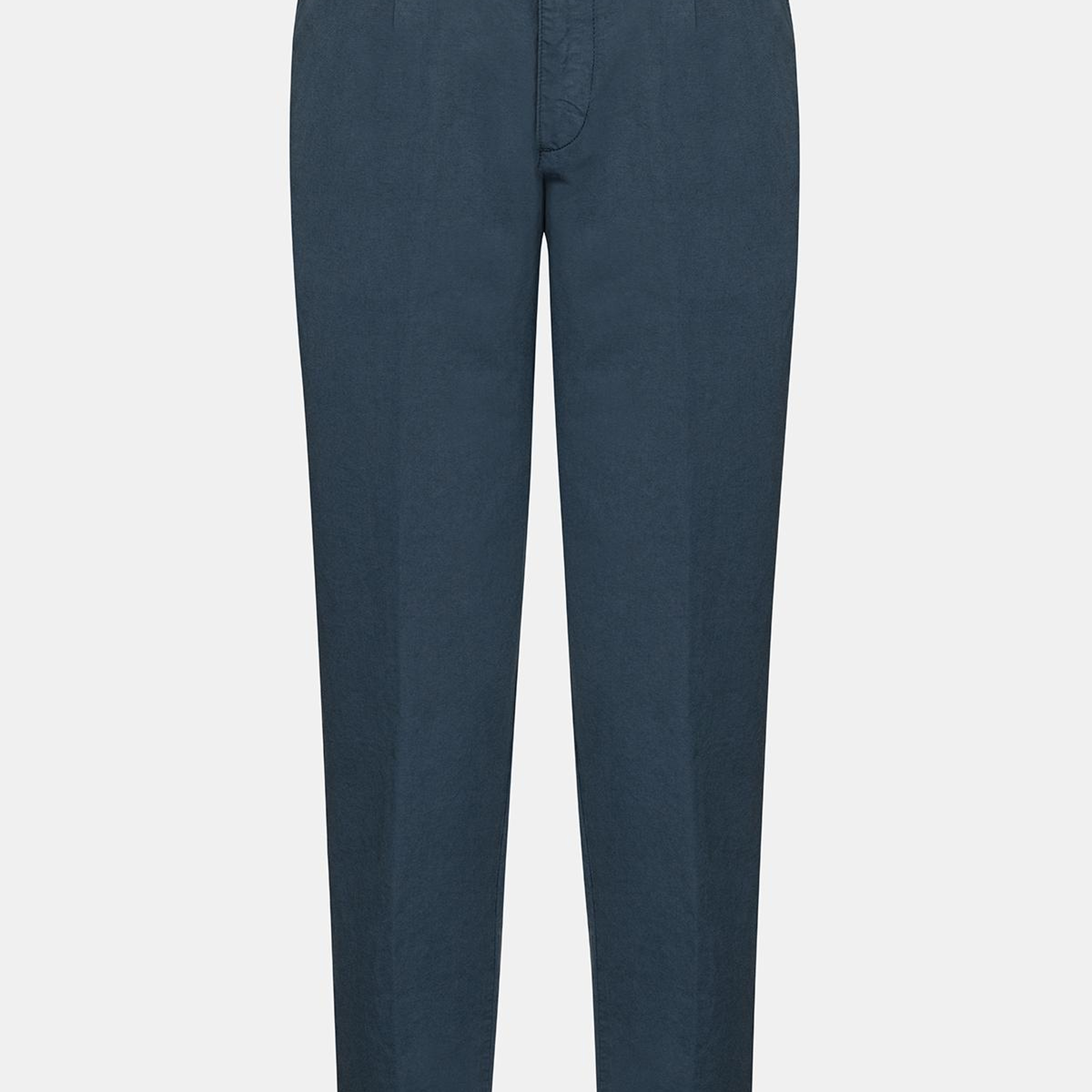 Erkek Lacivert Beli Lastikli Bağcıklı Keten Pantolon