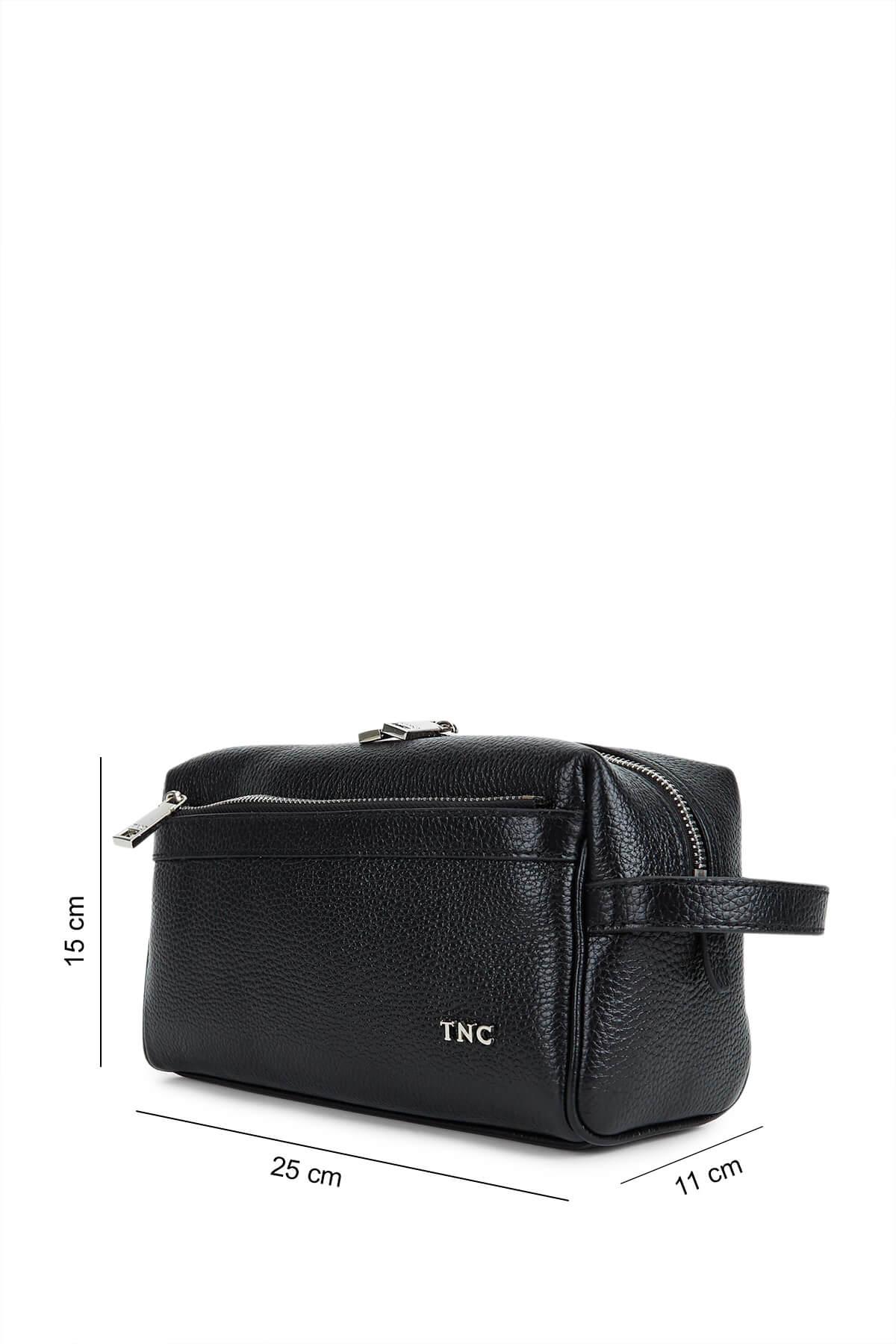 Tamer Tanca Erkek Hakiki Deri Siyah Traş Çantası