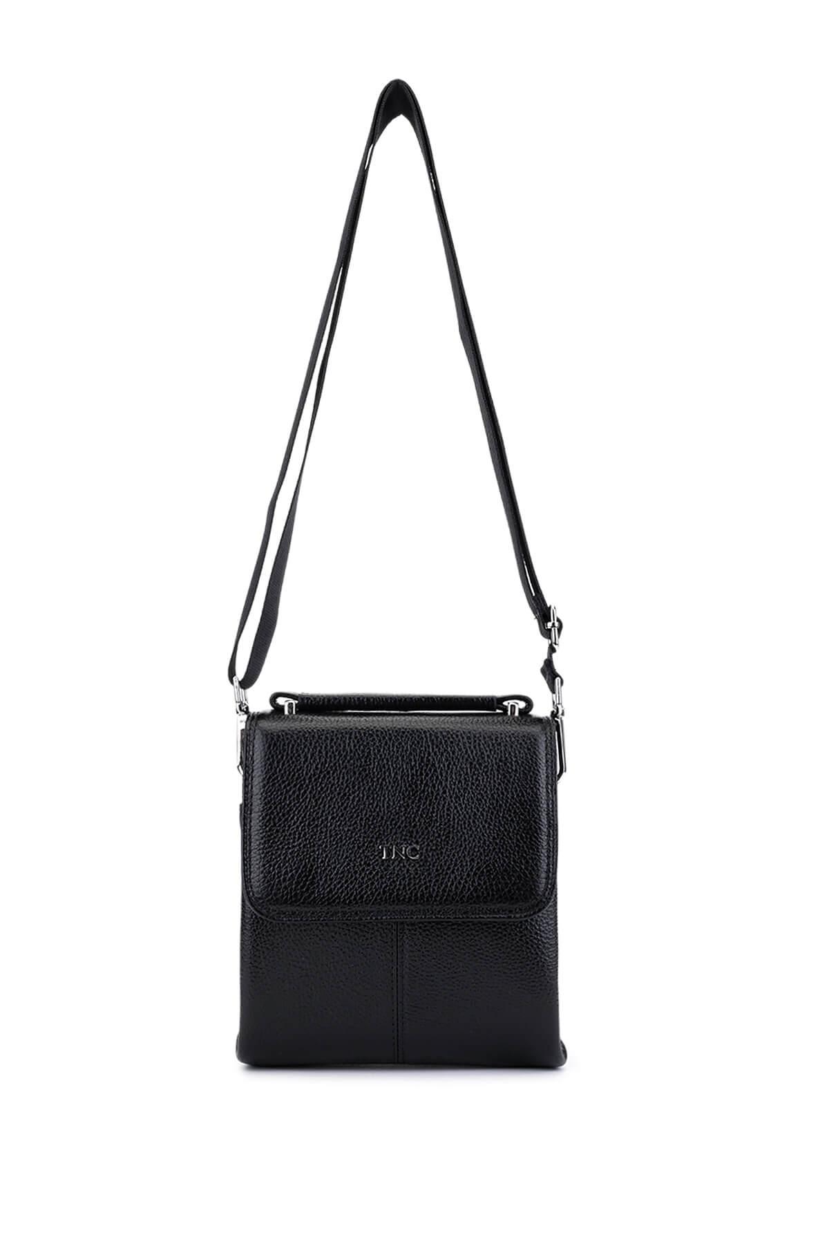 Tamer Tanca Erkek Hakiki Deri Siyah Postacı Çanta