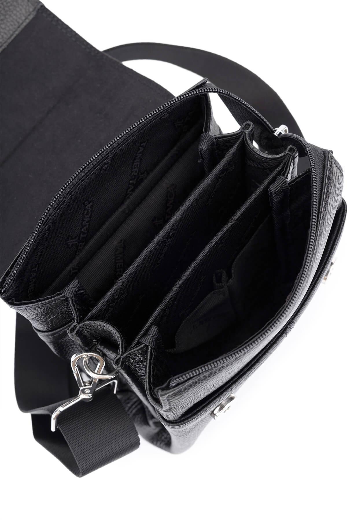 Tamer Tanca Erkek Hakiki Deri Siyah Postacı Çanta