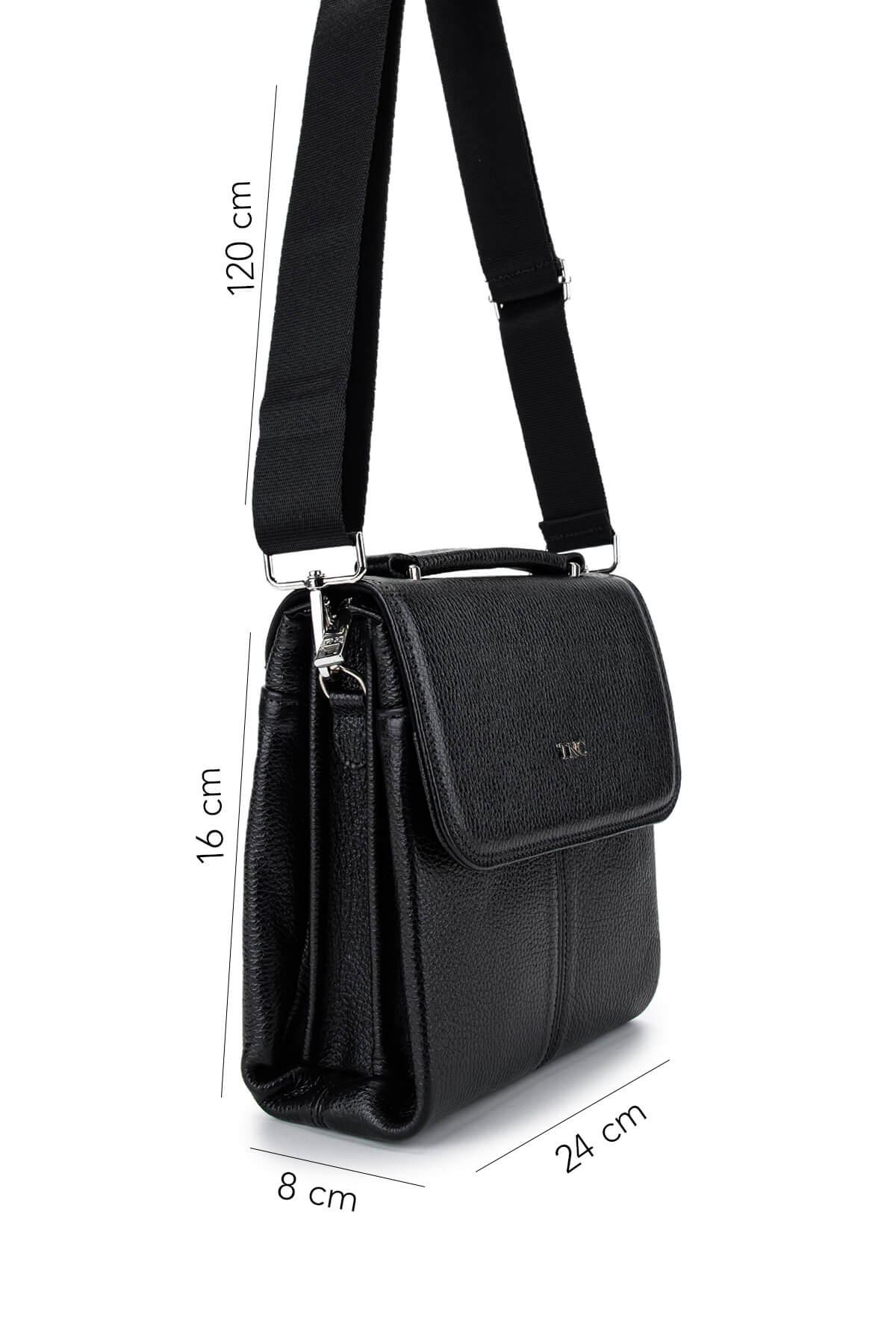 Tamer Tanca Erkek Hakiki Deri Siyah Postacı Çanta