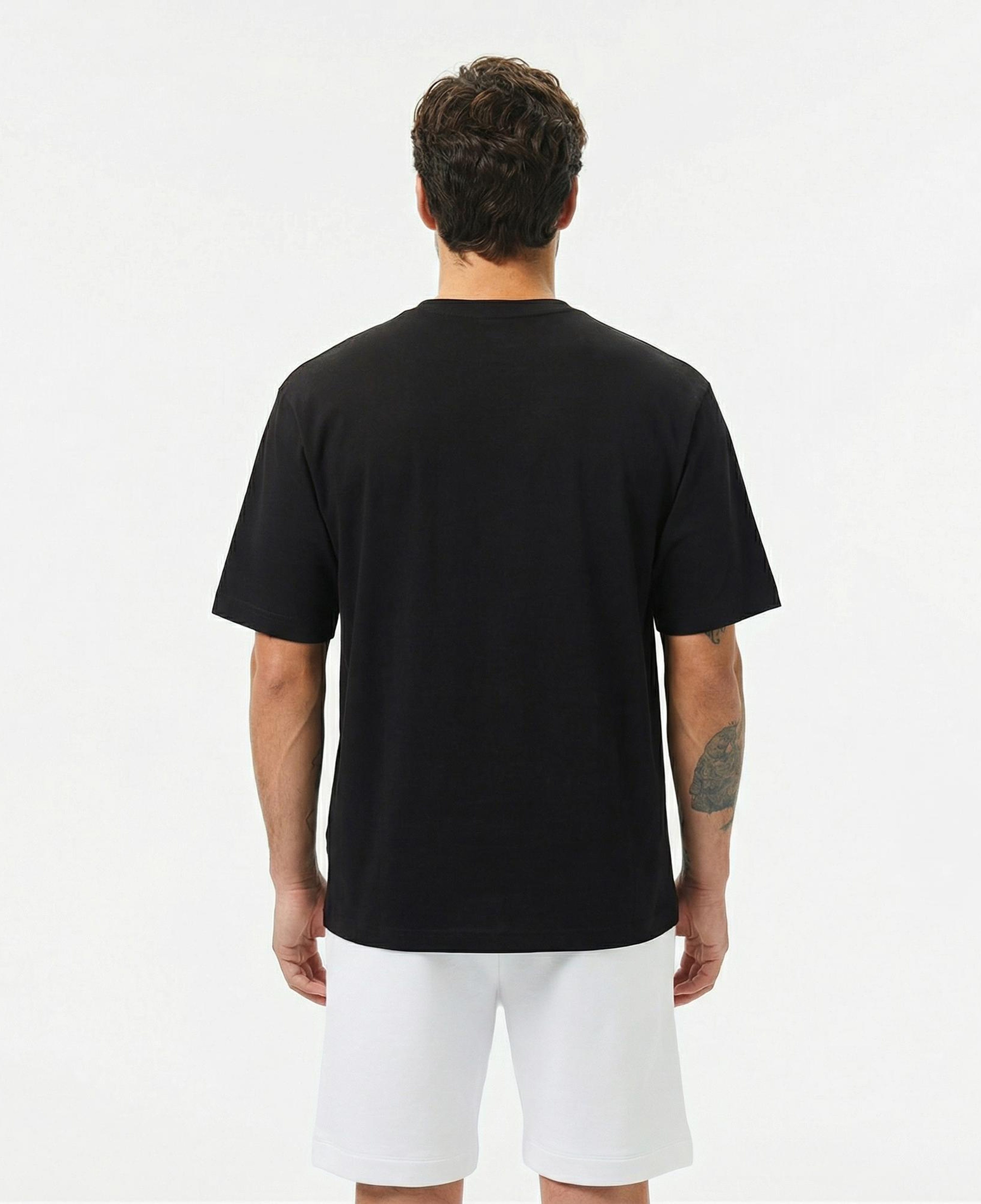 Lacoste Erkek Relaxed Fit Bisiklet Yaka Baskılı Siyah T-Shirt