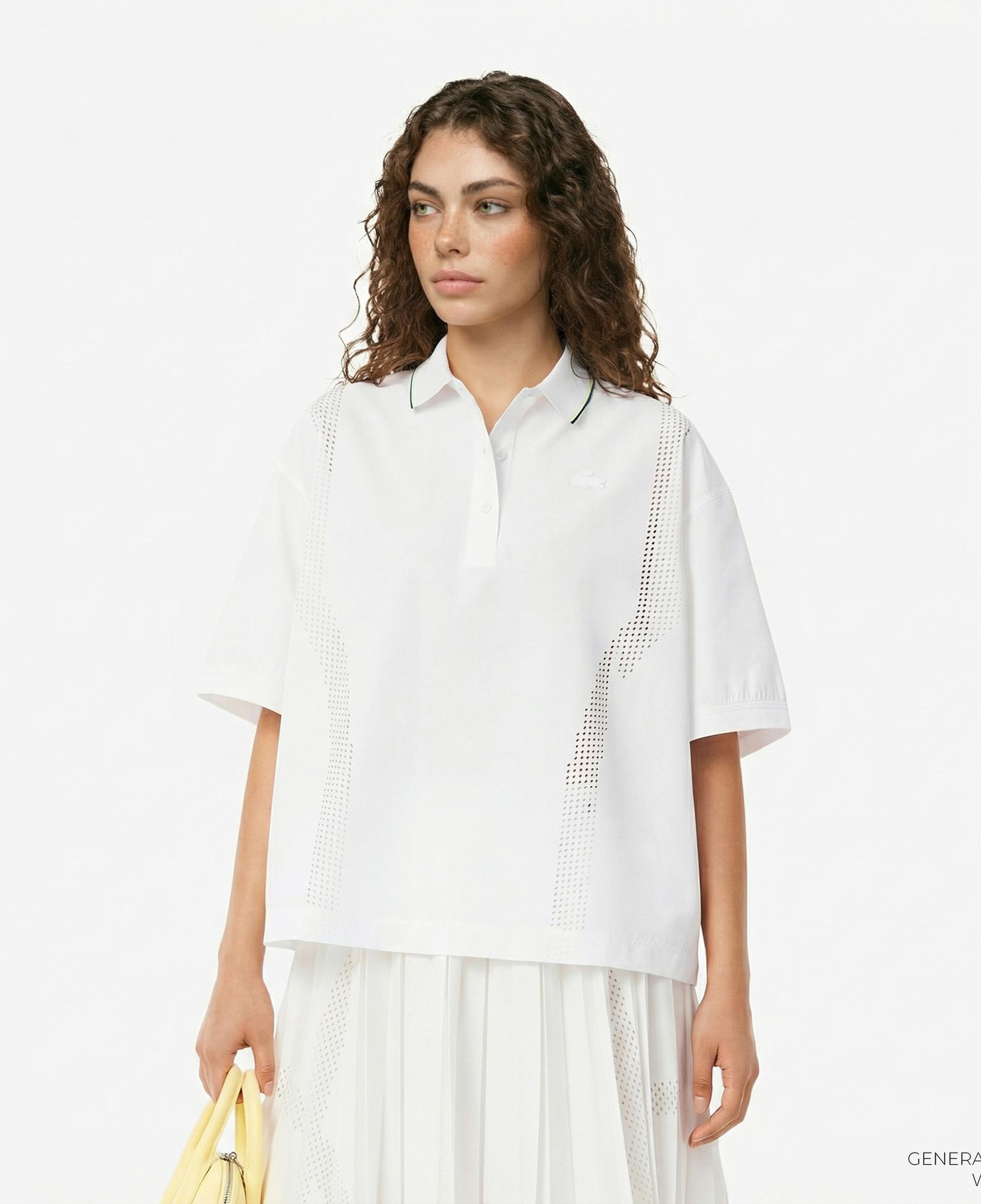 Lacoste Kadın Oversize Fit Kısa Kollu Beyaz Polo