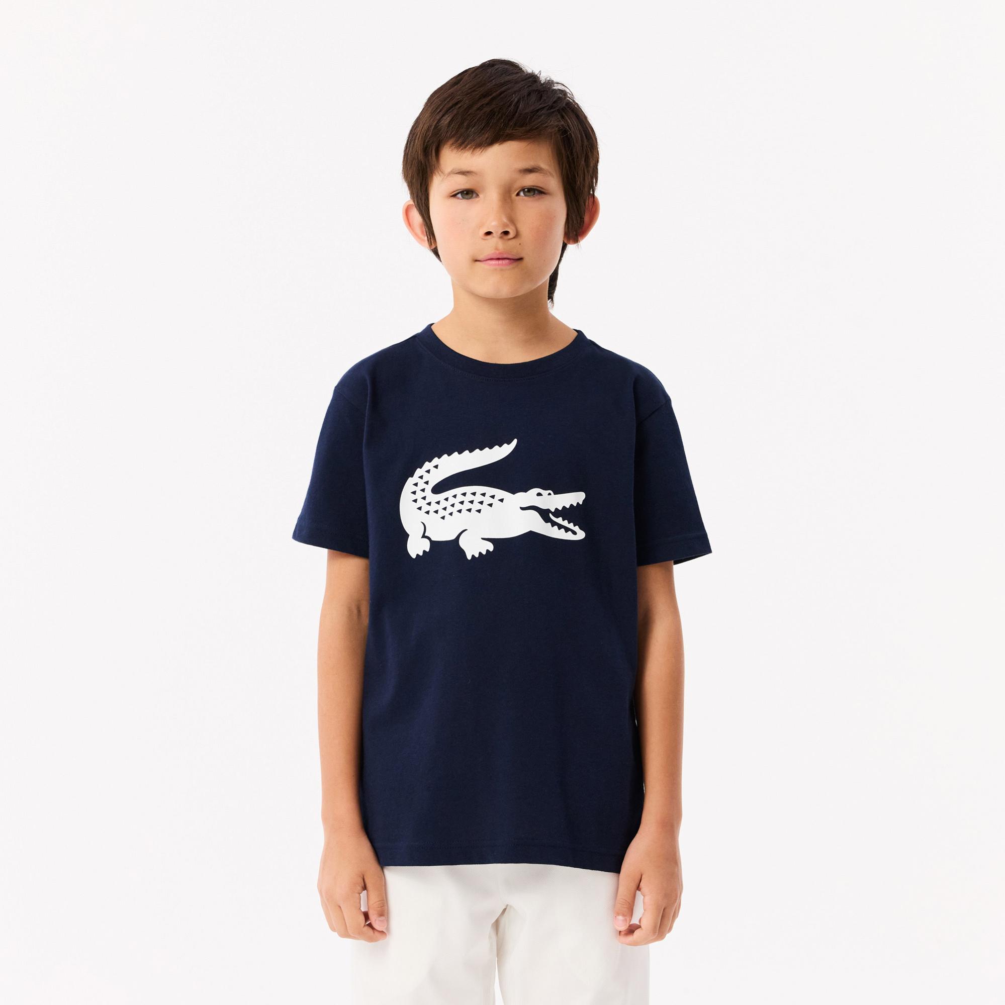 Lacoste Erkek Çocuk Bisiklet Yaka Baskılı Lacivert T-Shirt