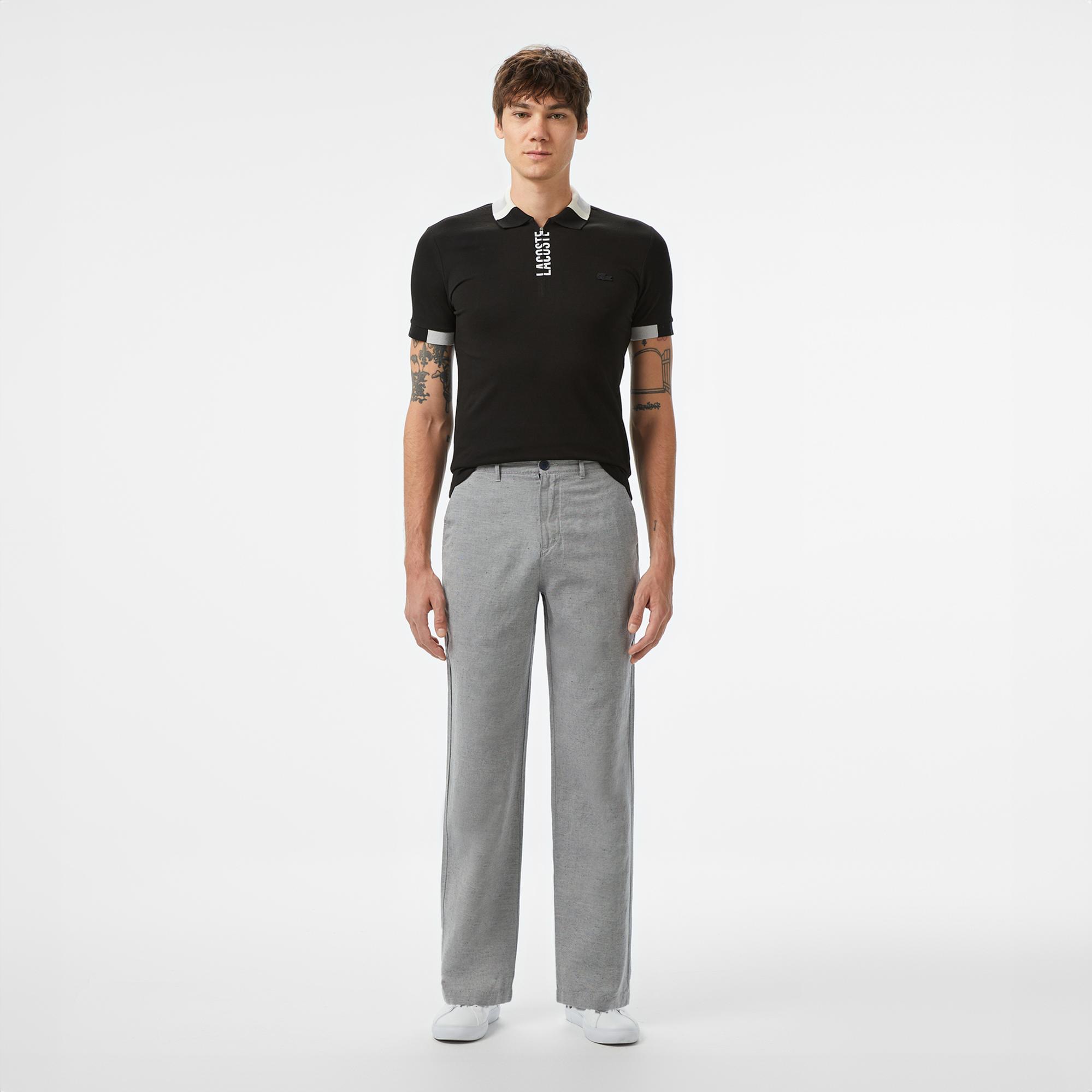 Lacoste Erkek Regular Fit Yarım Fermuarlı Baskılı Siyah Polo