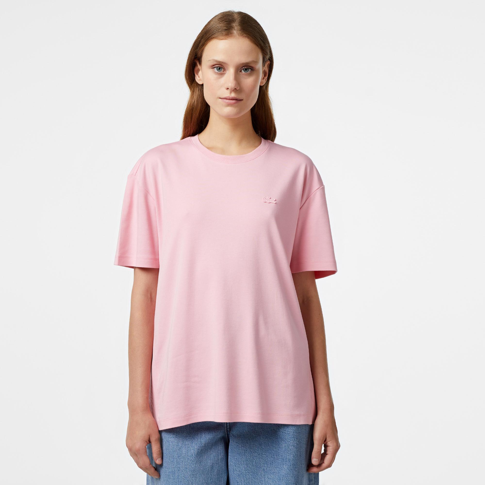 Lacoste Kadın Relaxed Fit Bisiklet Yaka Koyu Pembe T-Shirt