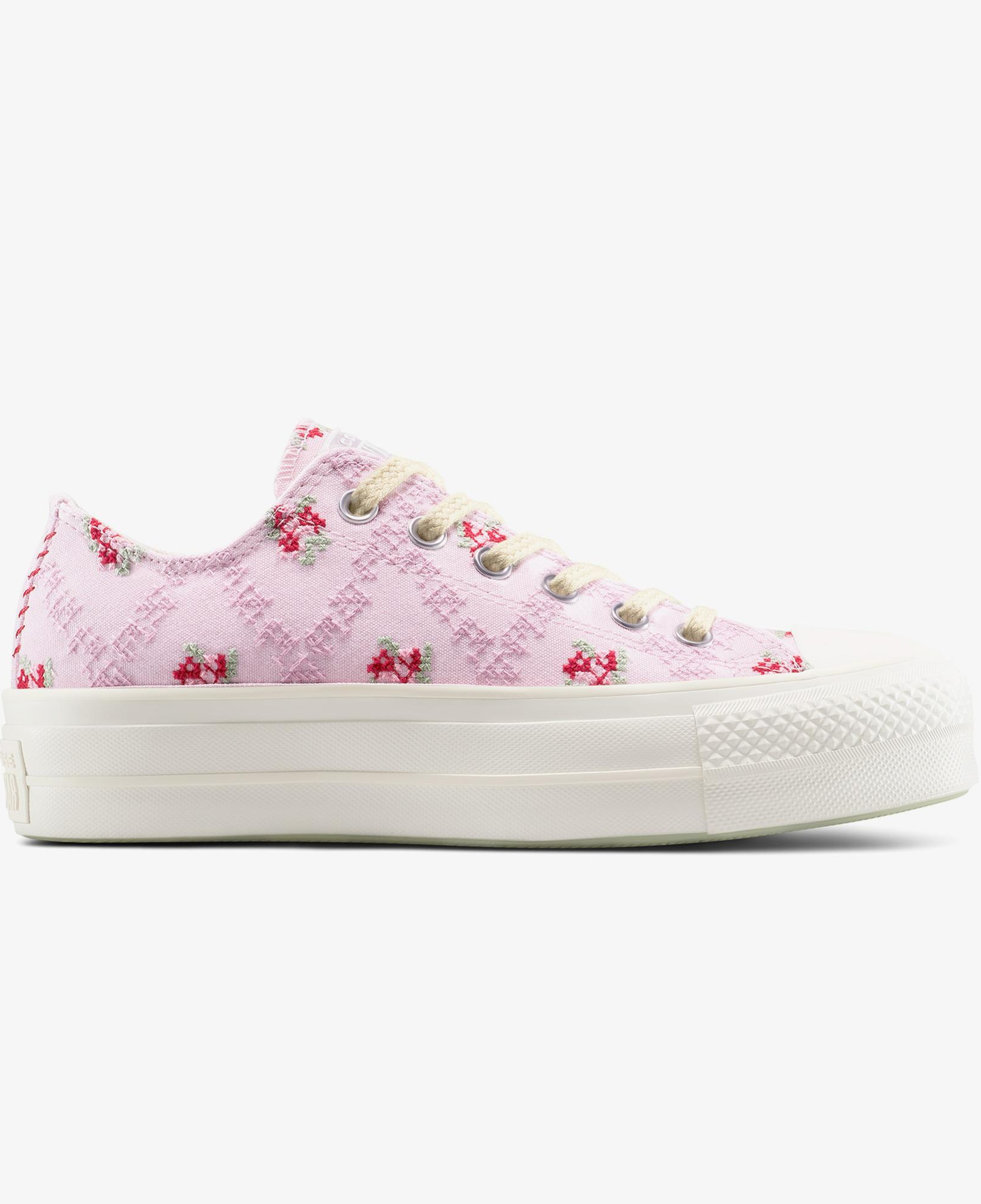 Converse Chuck Taylor All Star Lift Rose Cross Stitch Kadın Pembe Platform Sneaker