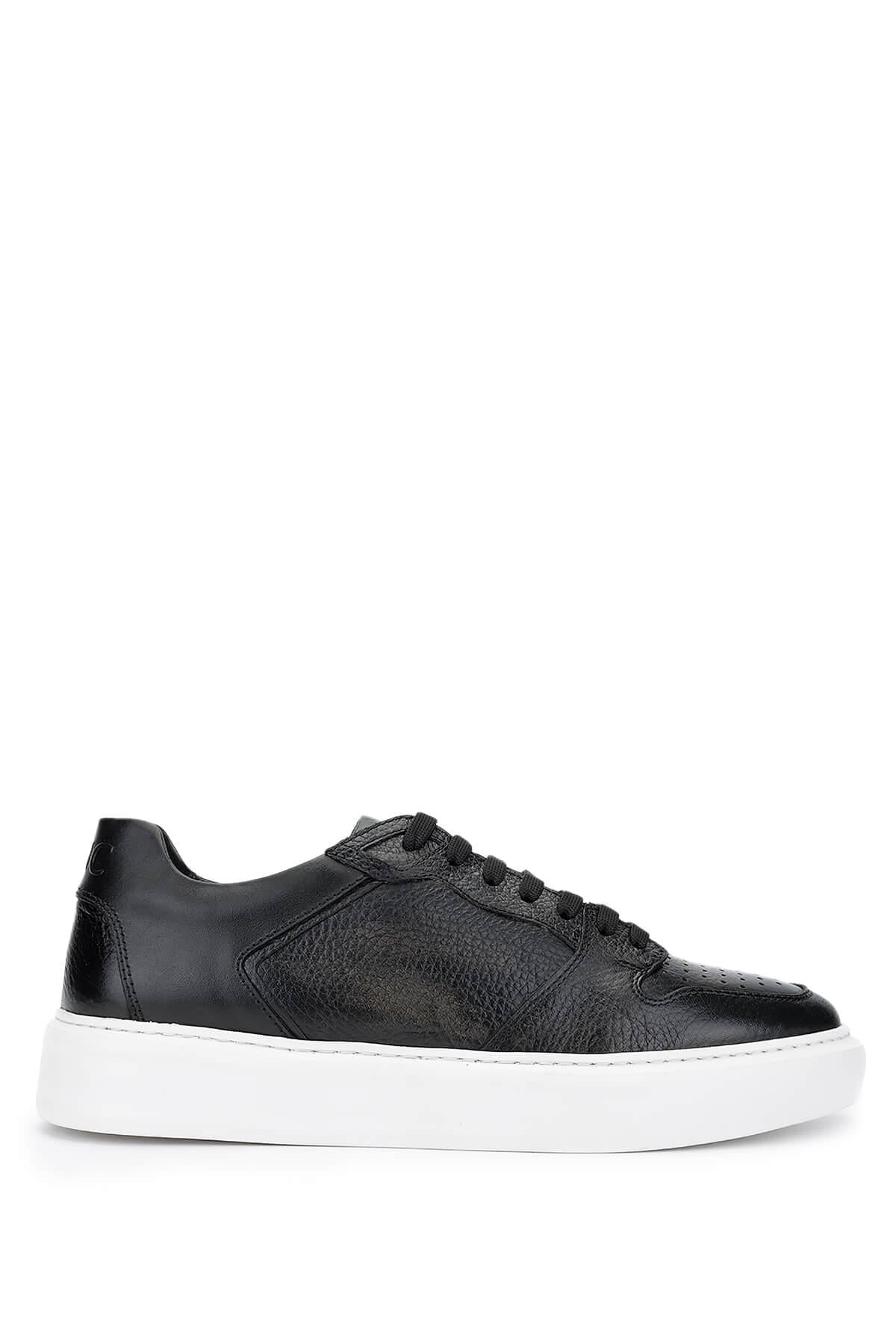 Tamer Tanca Erkek Hakiki Deri Siyah Sneakers & Spor Ayakkabı