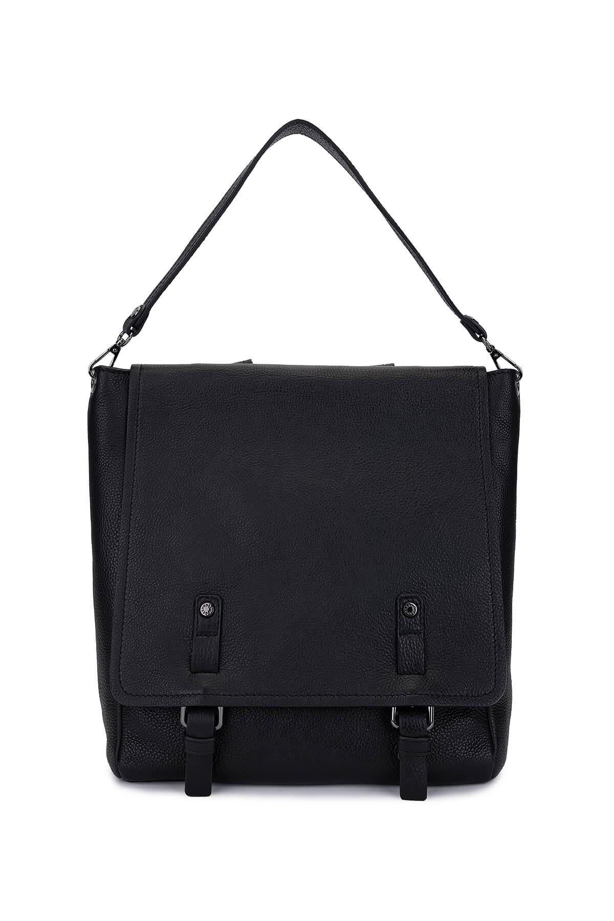 Bruno Rossi Bag Erkek Hakiki Deri Siyah Sırt Çantası