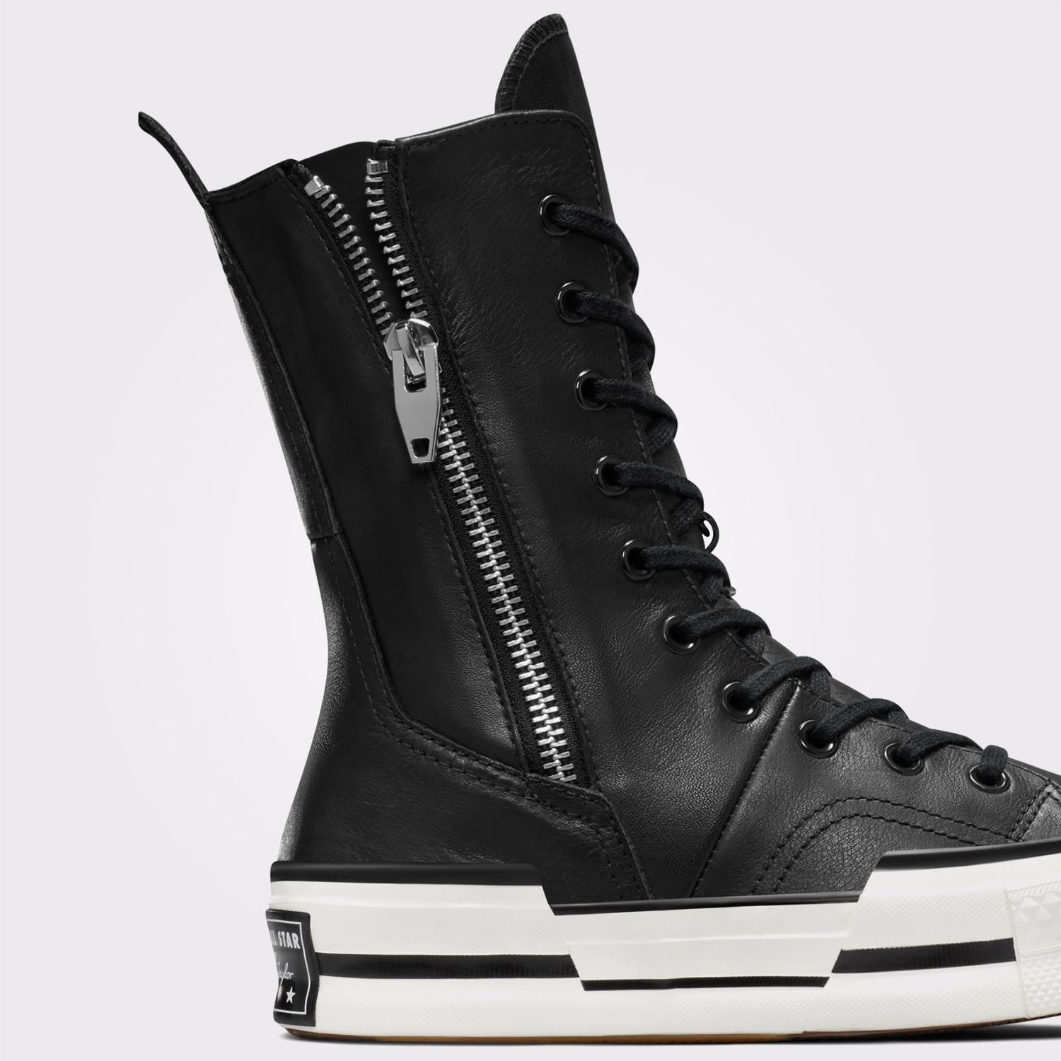 Converse Chuck 70 Plus XHi Unisex Siyah Deri Platform Sneaker