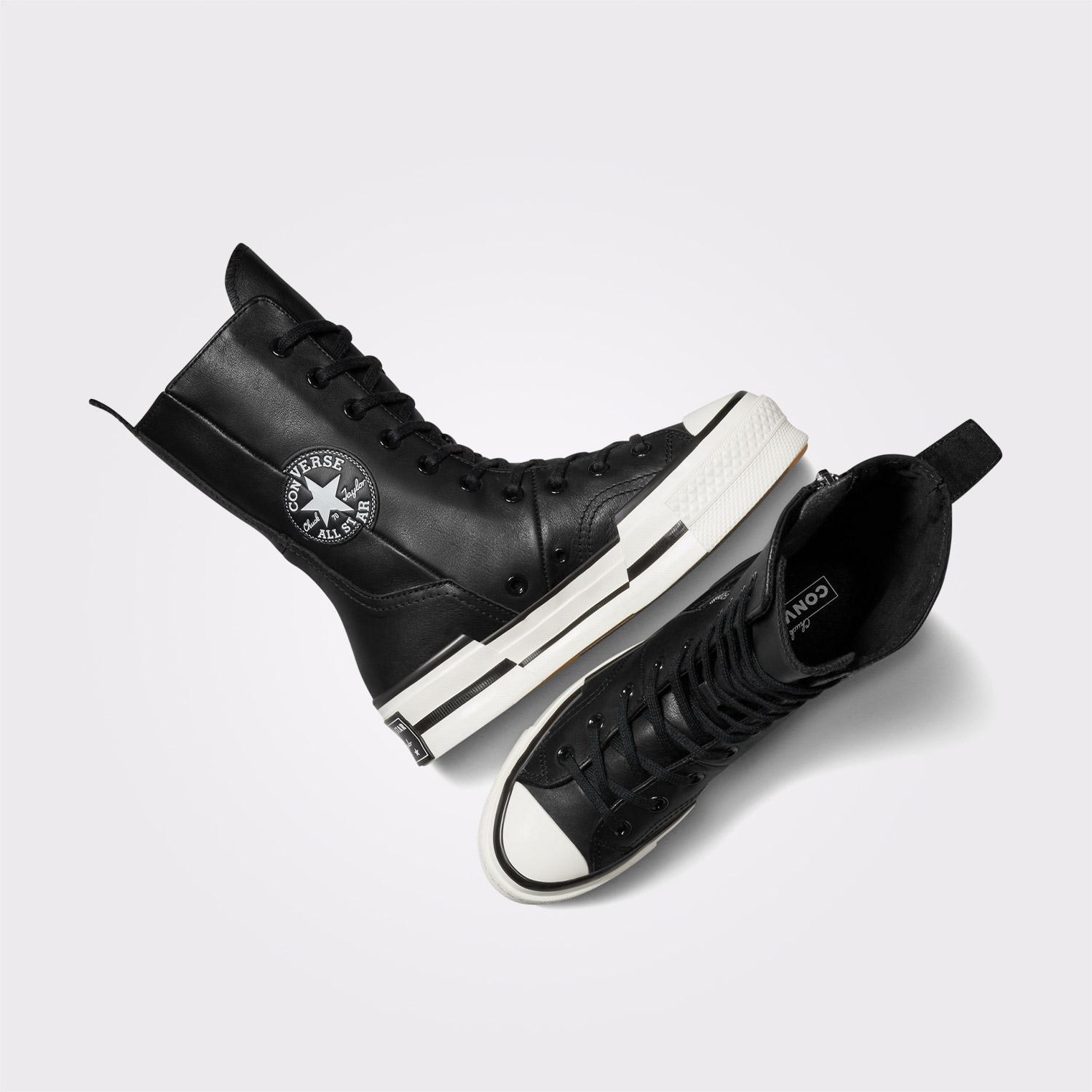 Converse Chuck 70 Plus XHi Unisex Siyah Deri Platform Sneaker