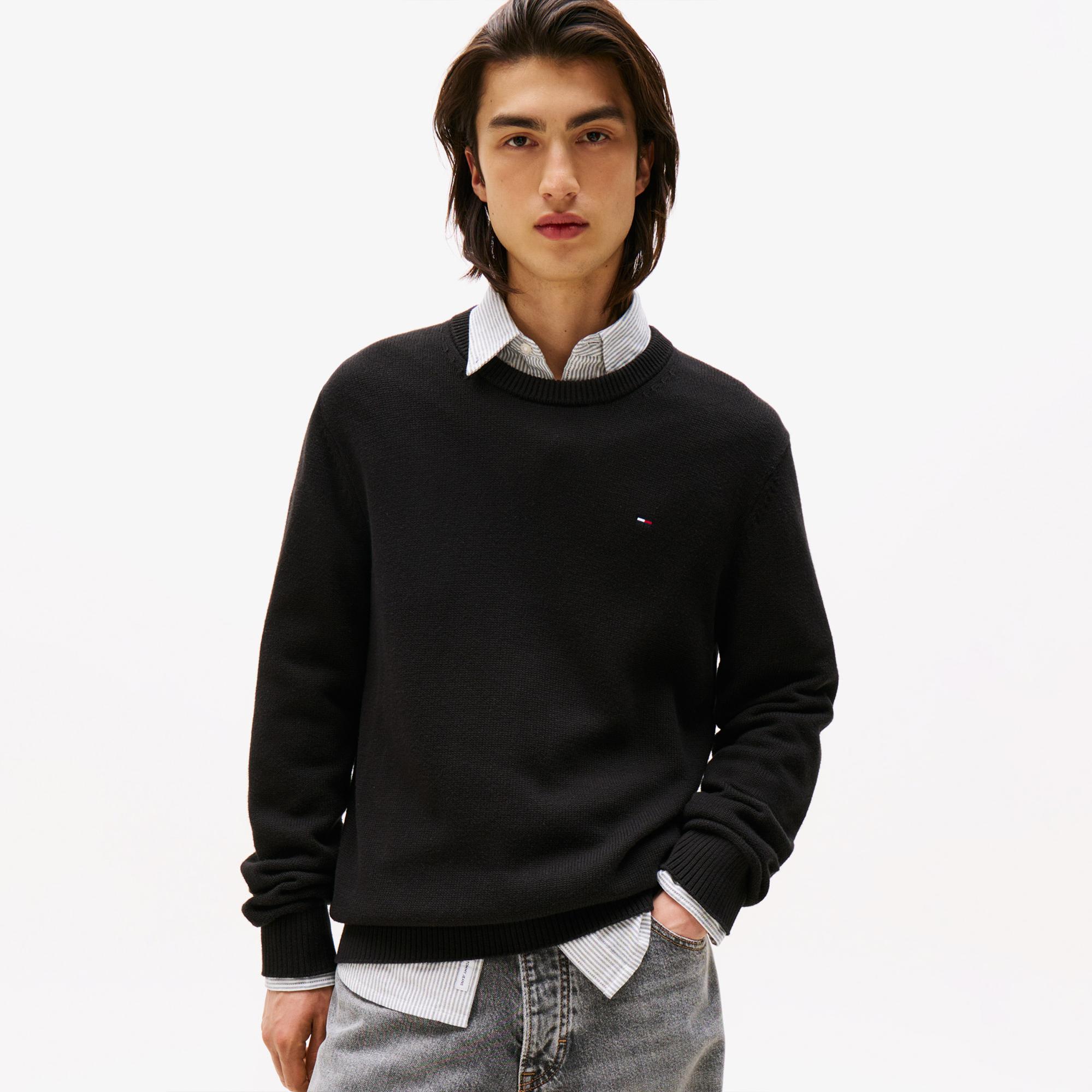 Tommy Jeans Slim Essentials Erkek Siyah Kazak