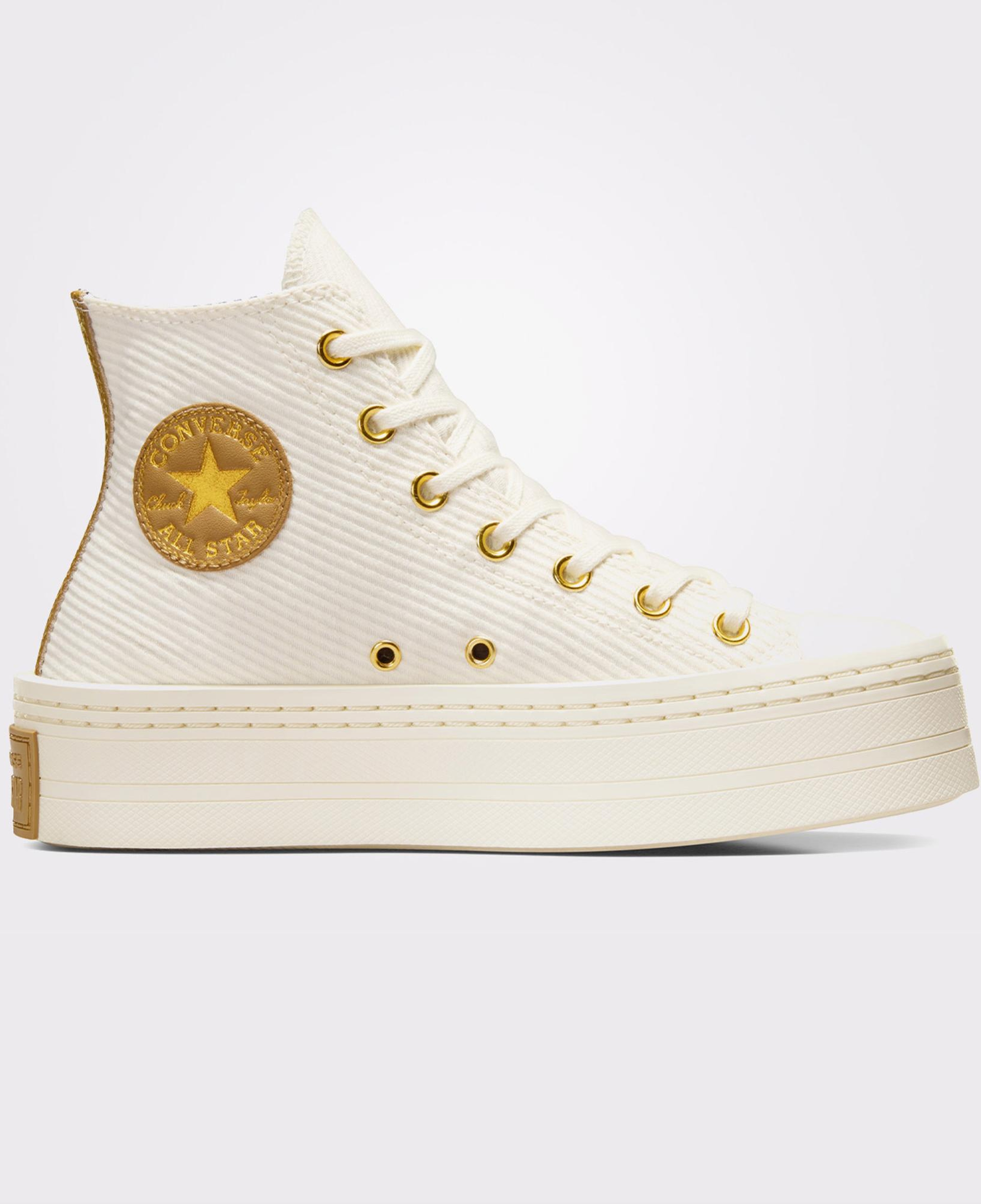 Converse Chuck Taylor All Star Modern Lift Corduroy Unisex Krem Platform Sneaker