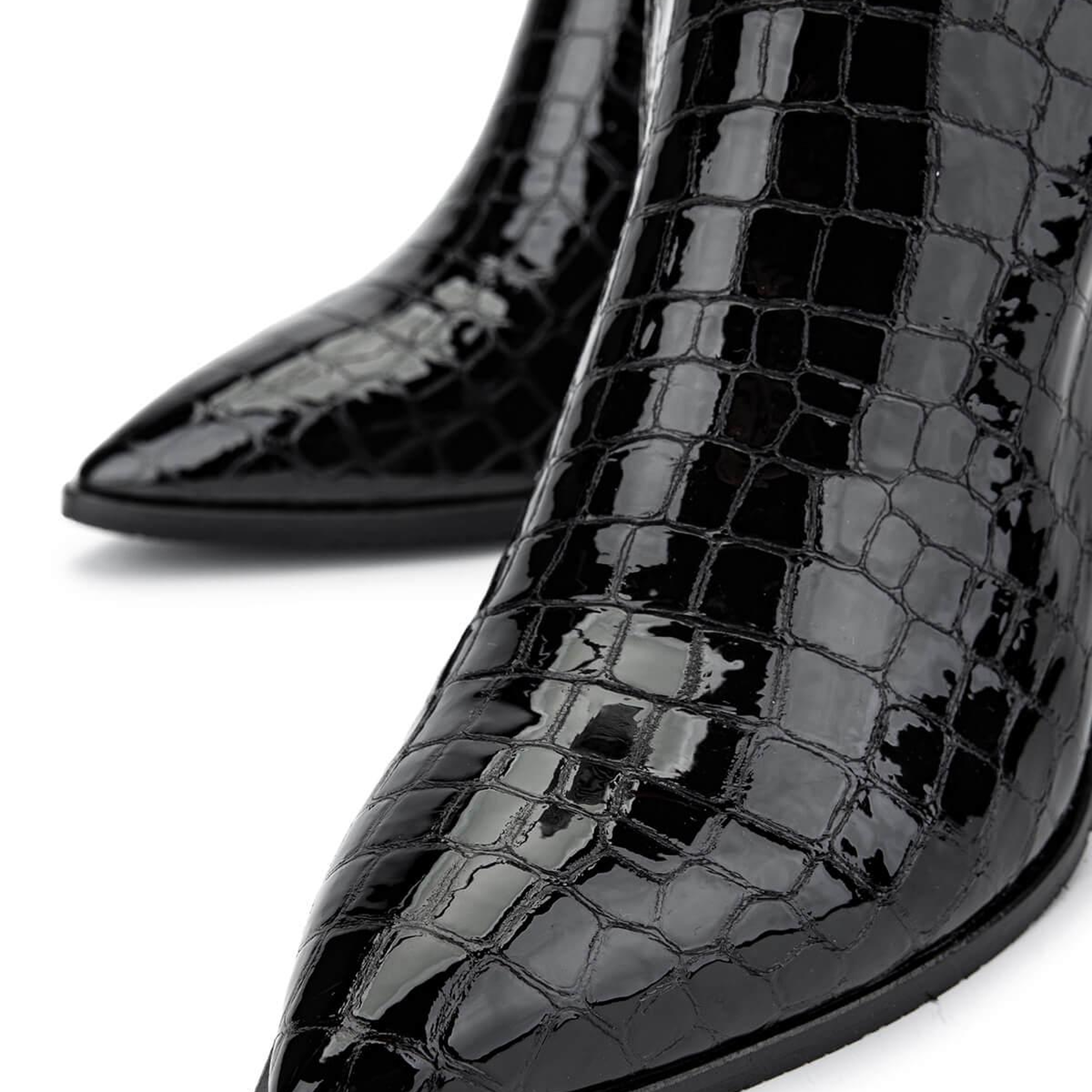 Tamer Tanca Kadın Hakiki Deri Siyah Kroko Casual Çizme