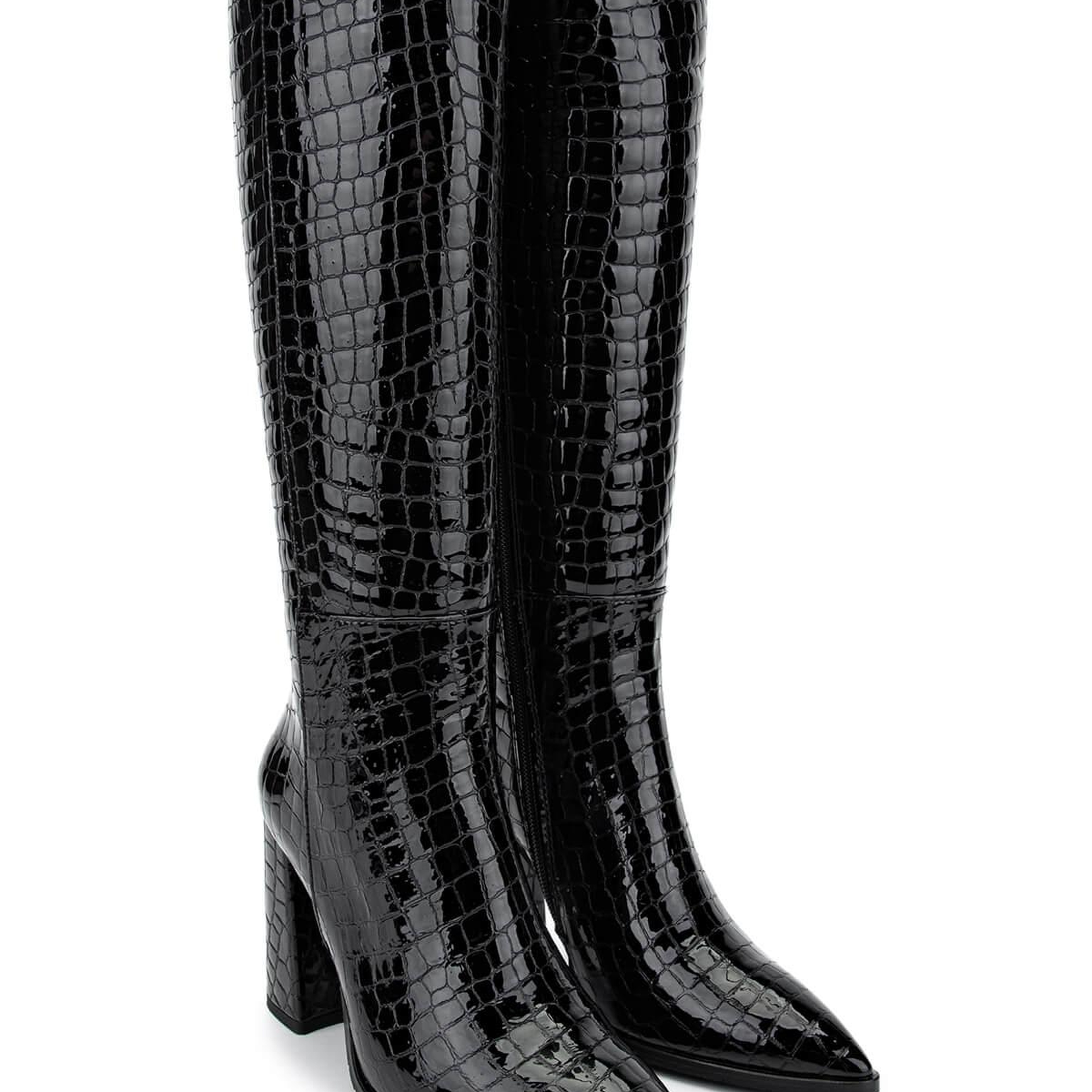 Tamer Tanca Kadın Hakiki Deri Siyah Kroko Casual Çizme