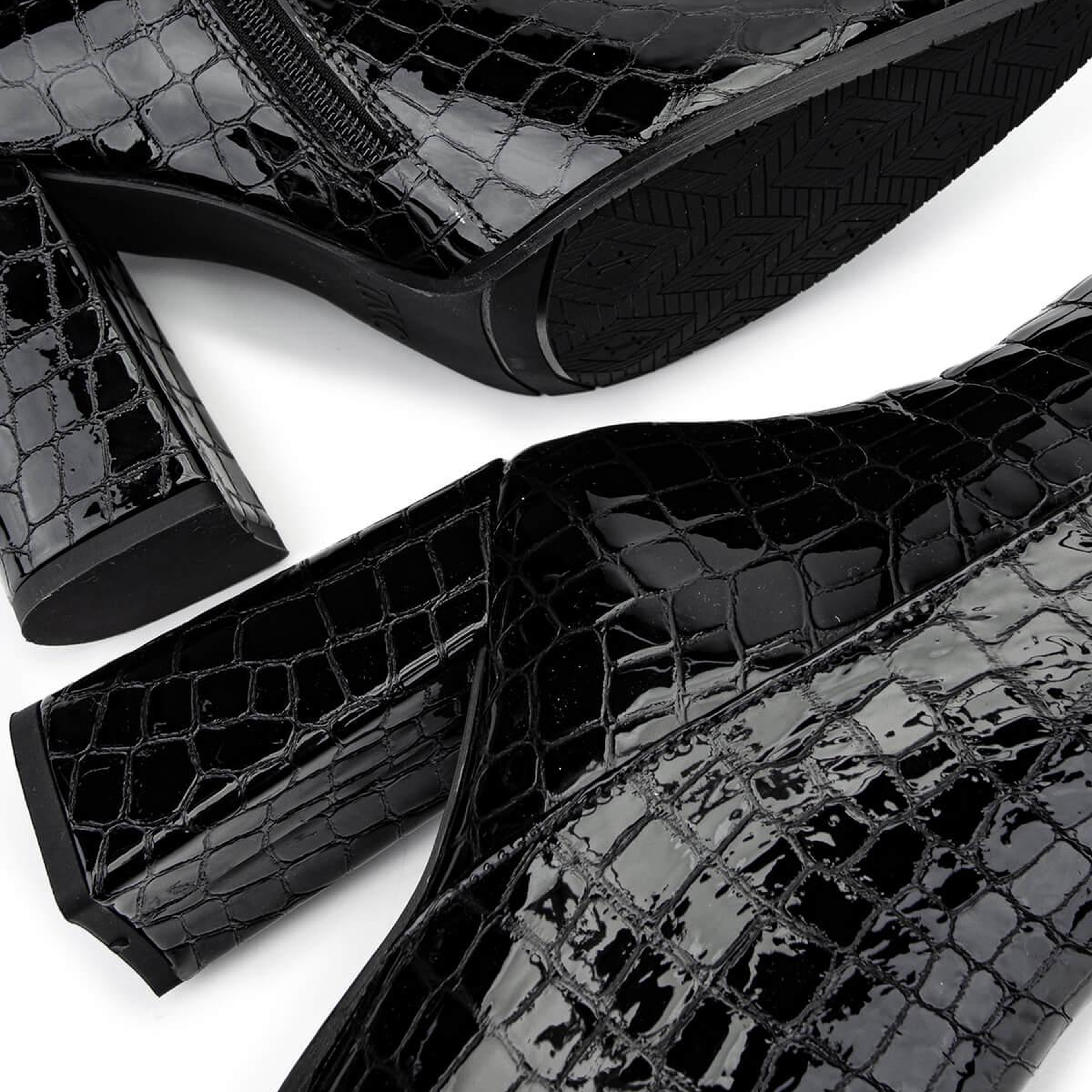 Tamer Tanca Kadın Hakiki Deri Siyah Kroko Casual Çizme