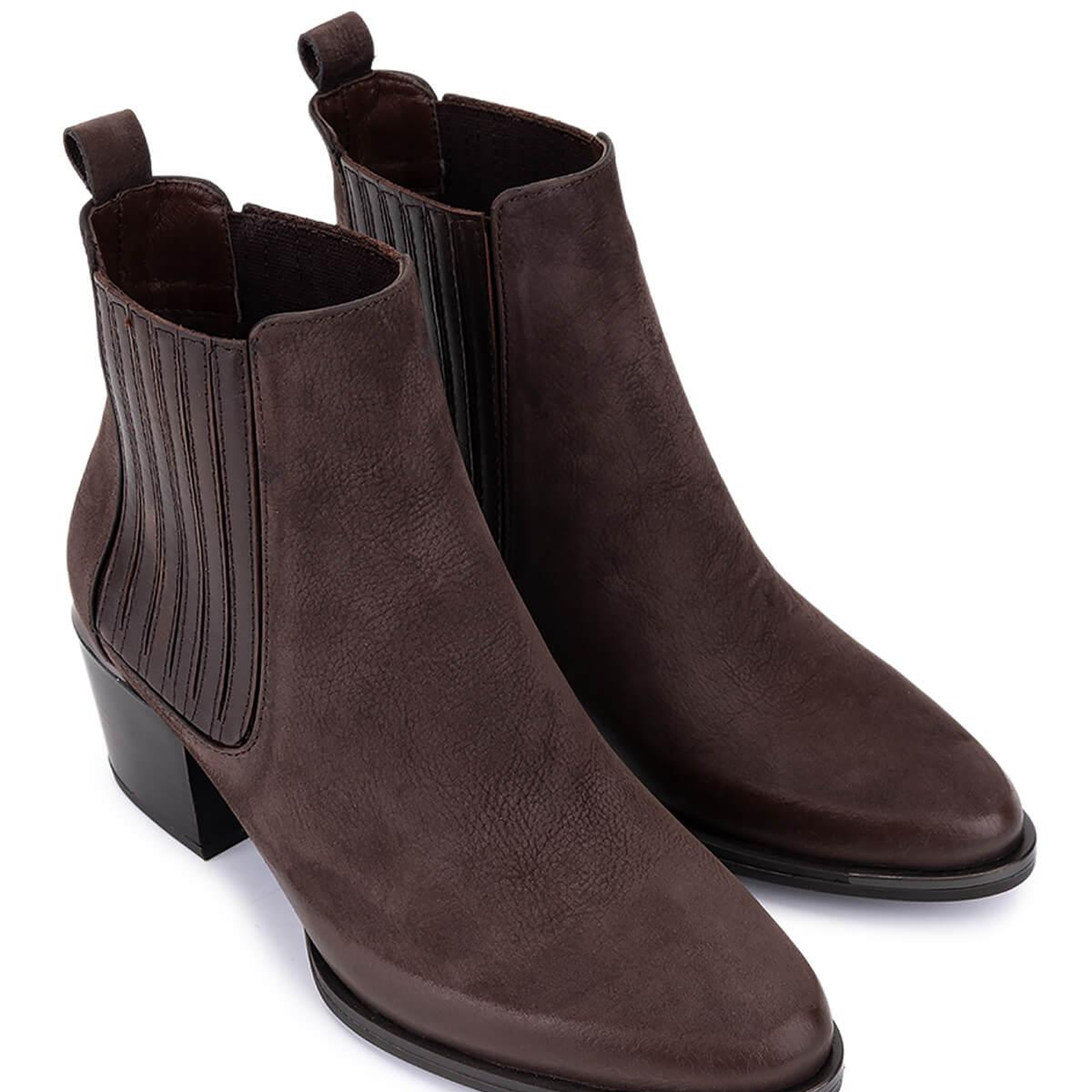 Tamer Tanca Kadın Hakiki Deri Kahverengi Nubuk Topuklu Bot