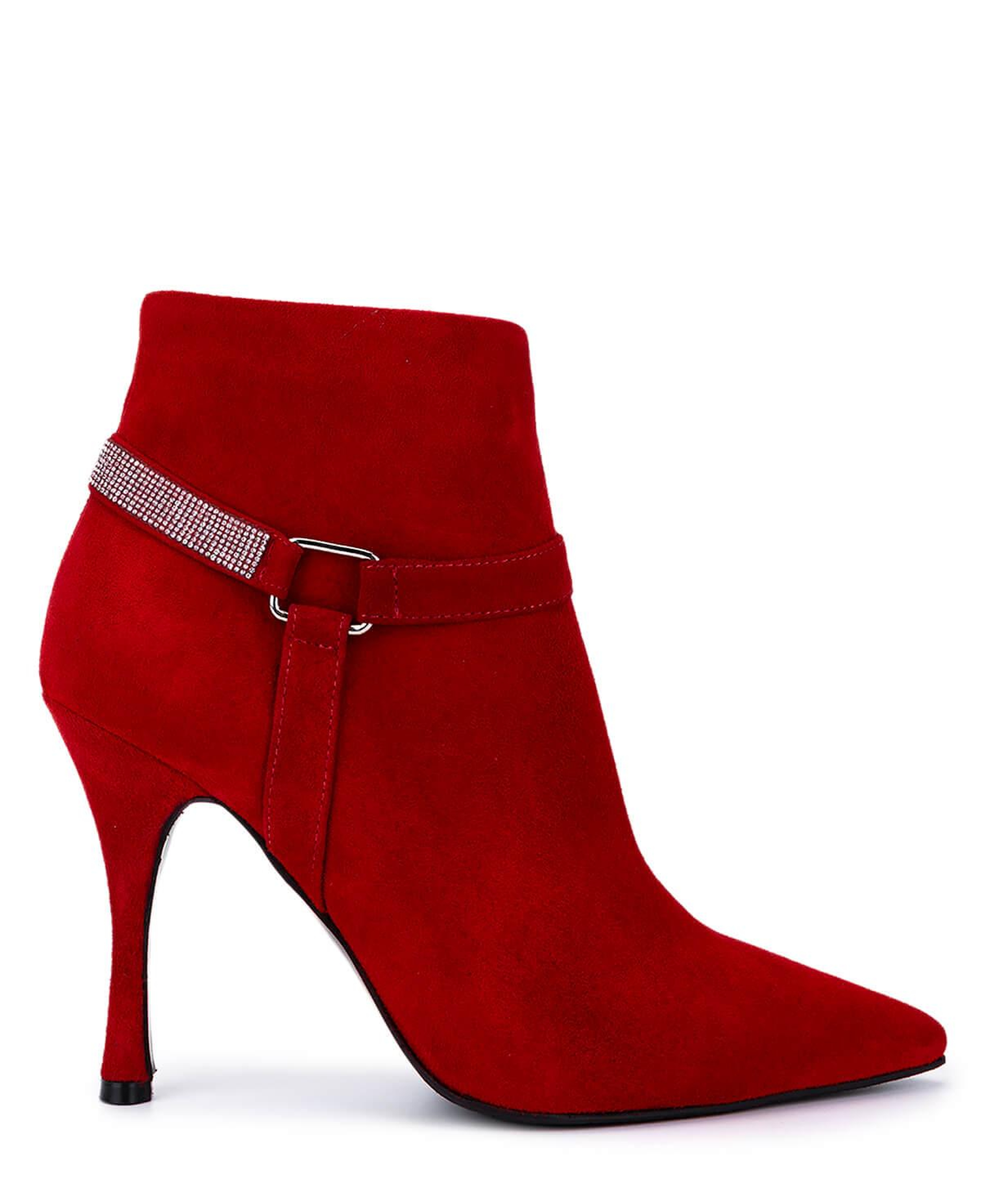 Tamer Tanca Kadın Hakiki Deri Kırmızı Süet Topuklu Bot
