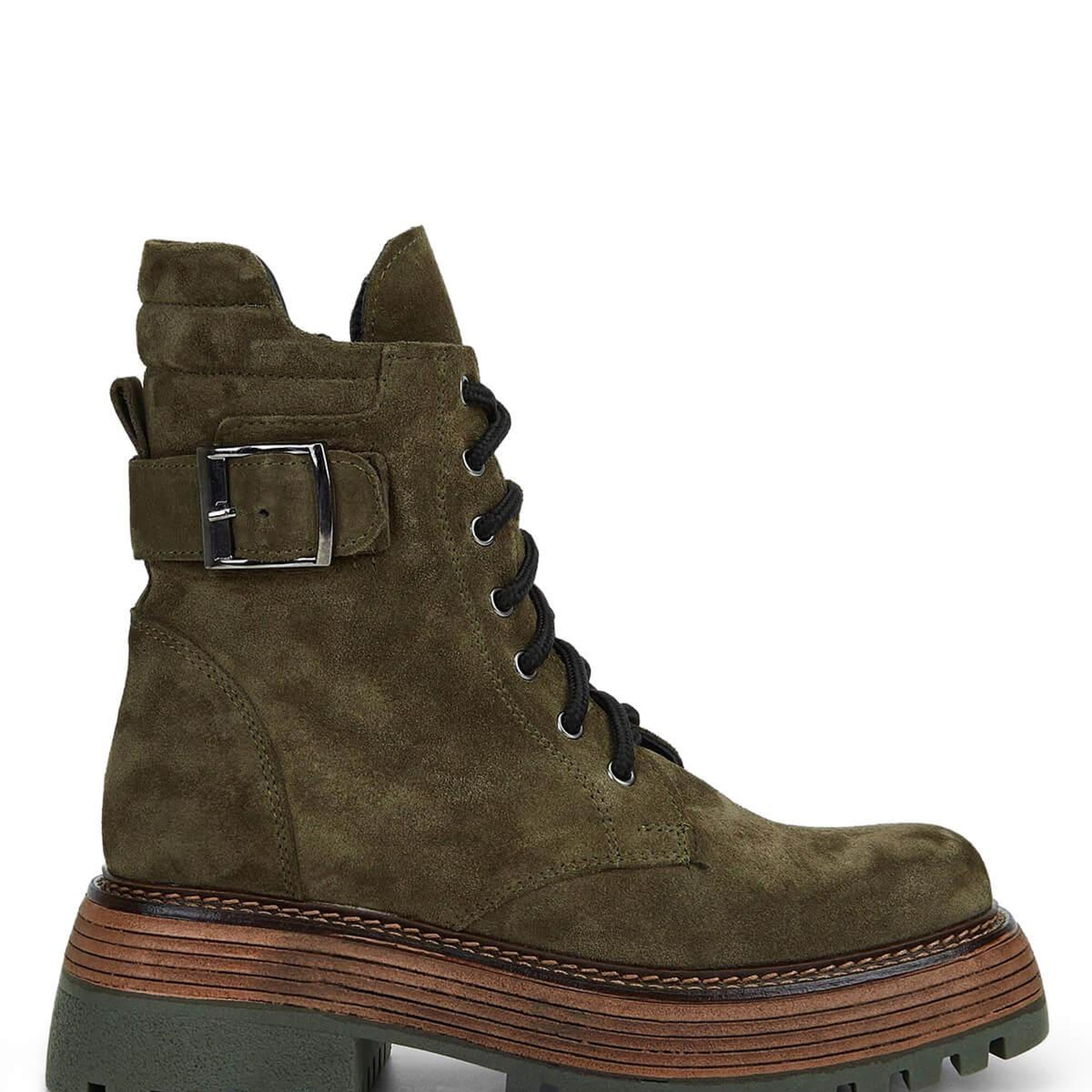 Tamer Tanca Kadın Hakiki Deri Haki Süet Casual Bot