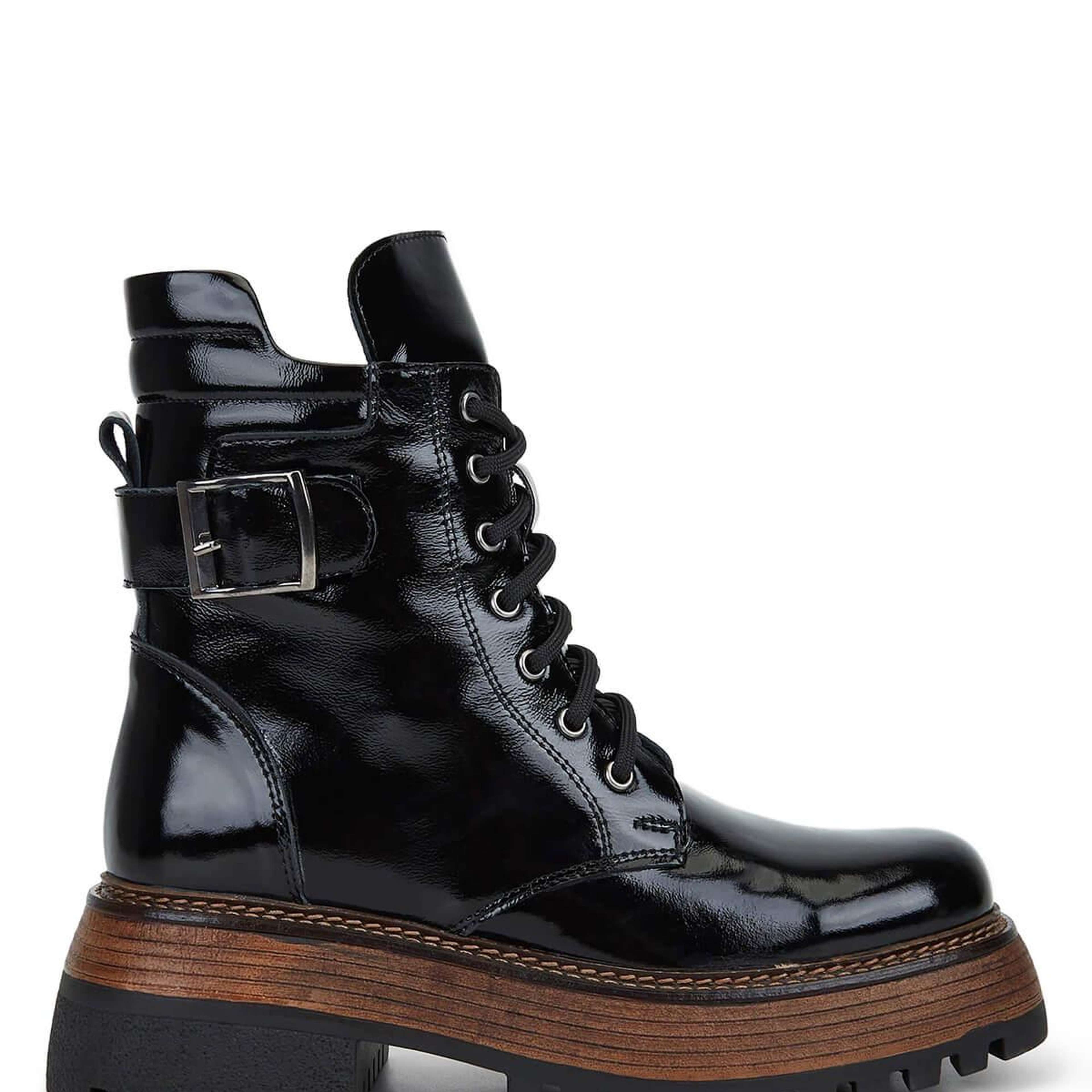 Tamer Tanca Kadın Hakiki Deri Siyah Rugan Casual Bot