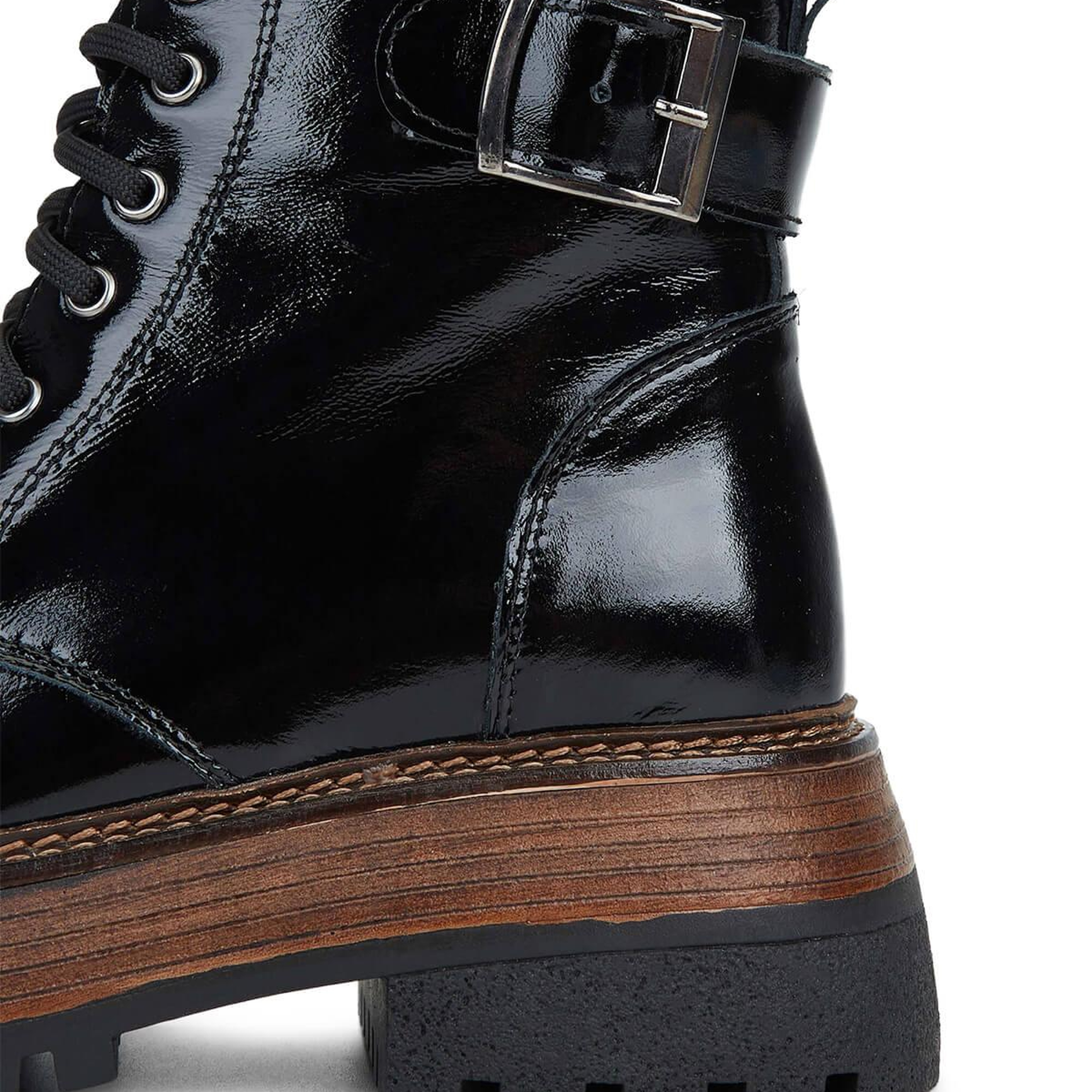 Tamer Tanca Kadın Hakiki Deri Siyah Rugan Casual Bot