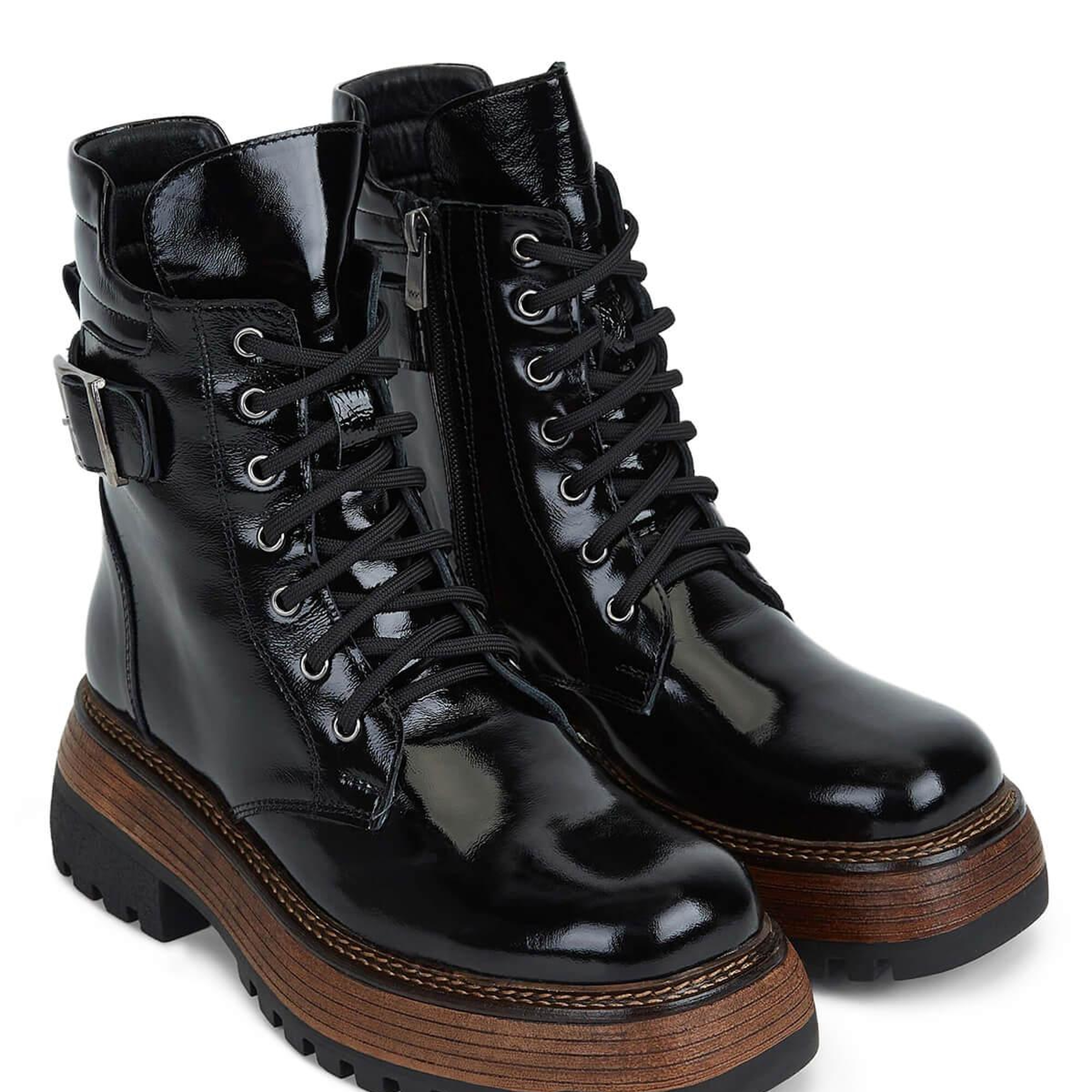 Tamer Tanca Kadın Hakiki Deri Siyah Rugan Casual Bot