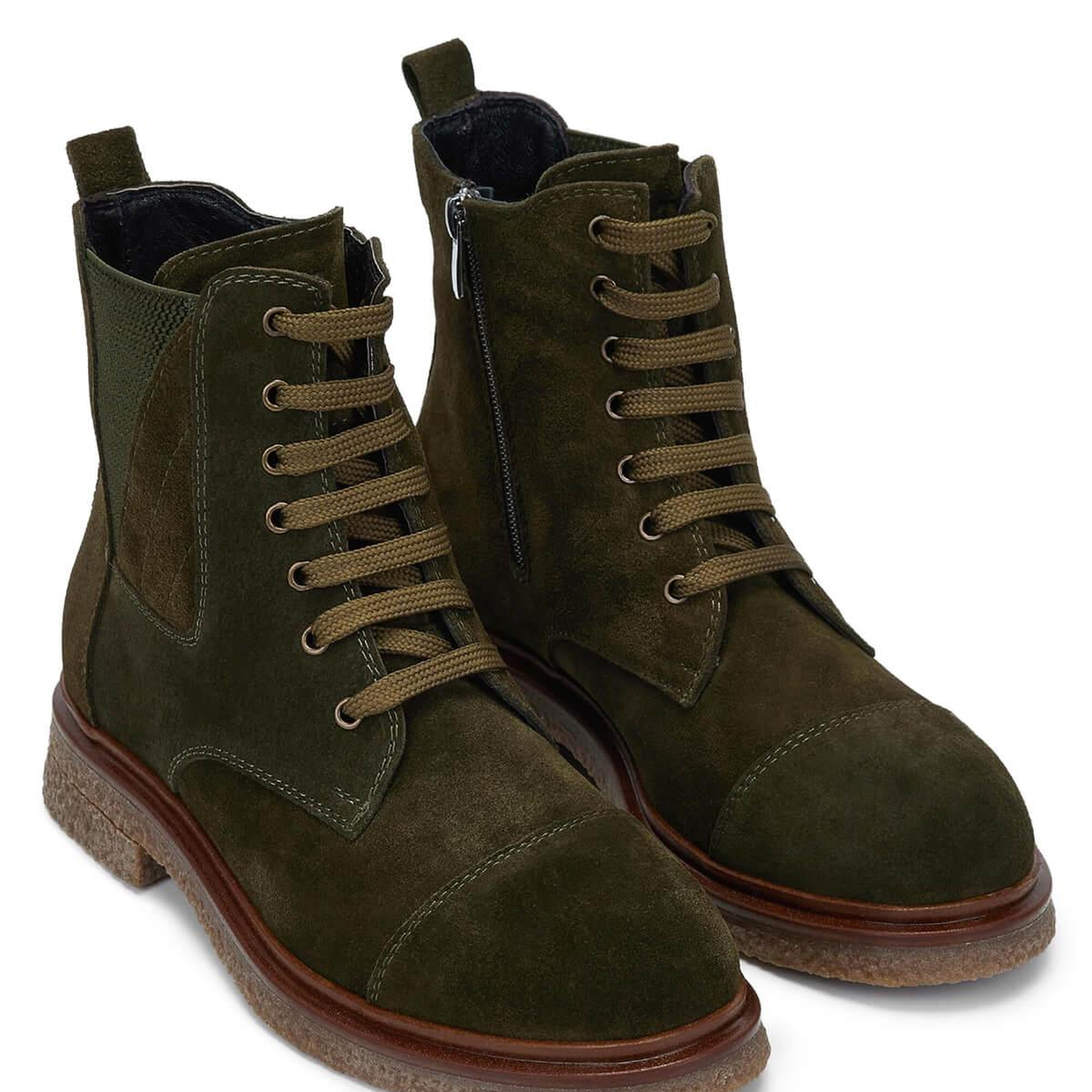 Tamer Tanca Kadın Hakiki Deri Haki Süet Casual Bot