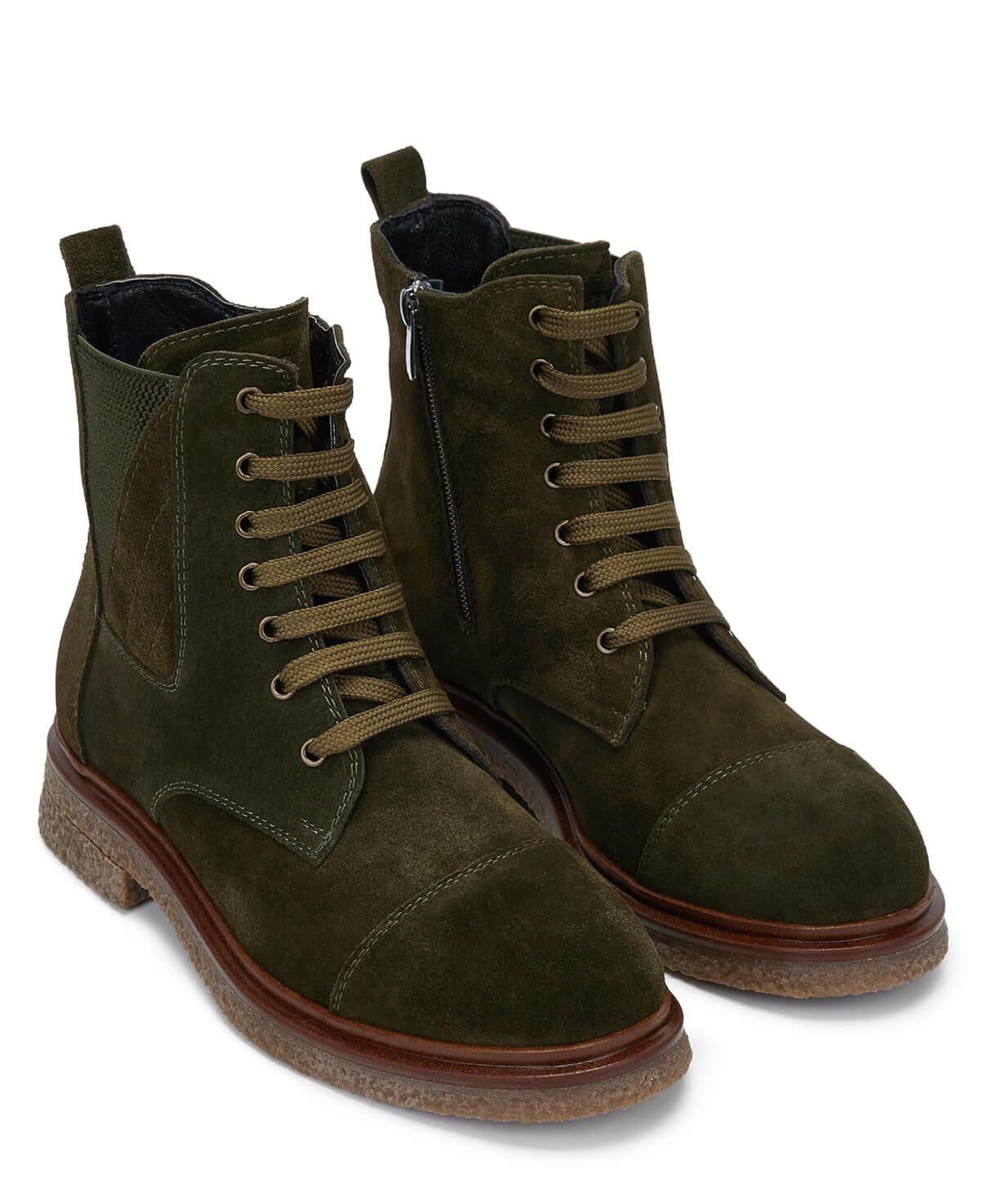 Tamer Tanca Kadın Hakiki Deri Haki Süet Casual Bot