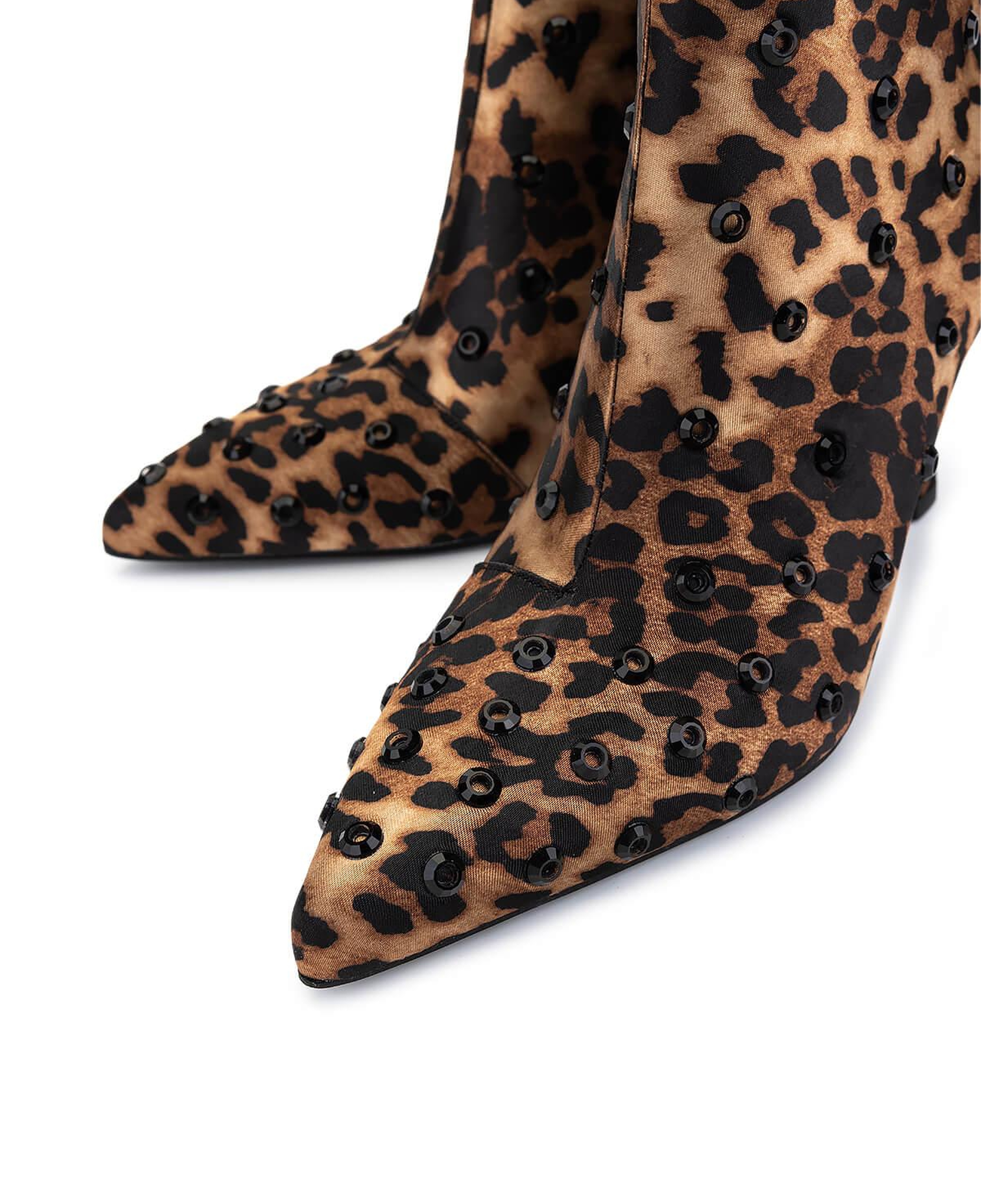 Tamer Tanca Kadın Saten Leopar Topuklu Bot
