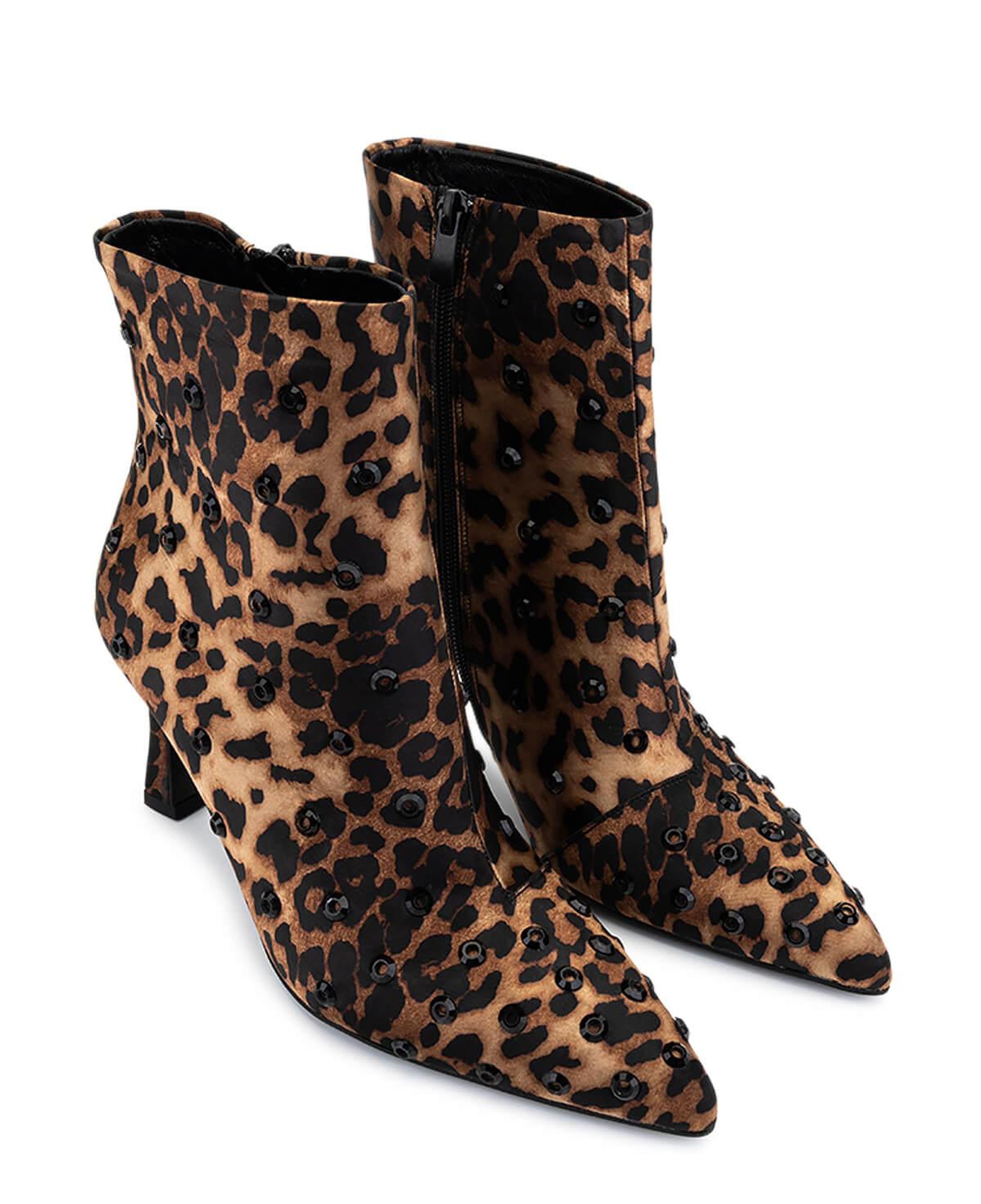 Tamer Tanca Kadın Saten Leopar Topuklu Bot