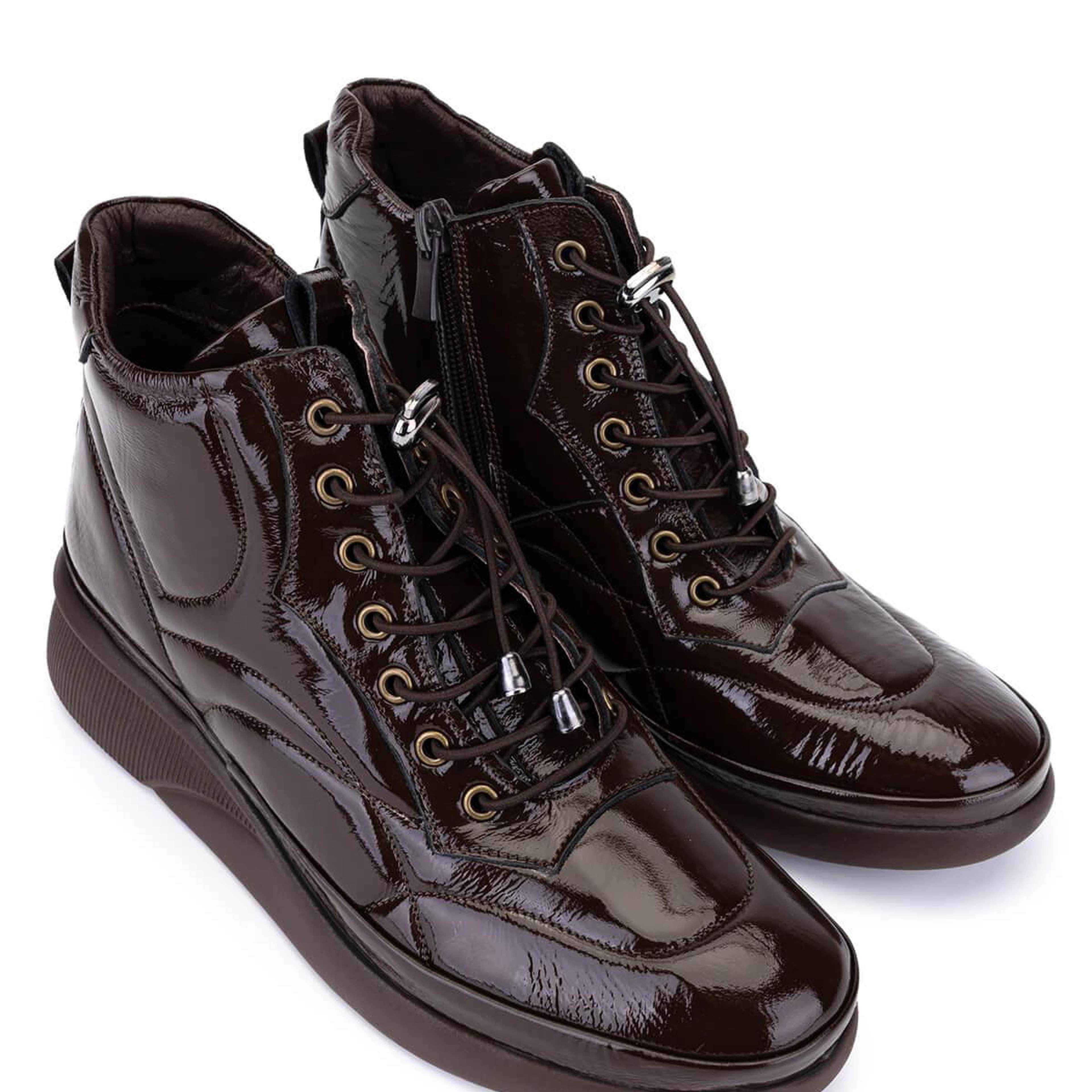 Tamer Tanca Kadın Hakiki Deri Kahverengi Rugan Casual Bot