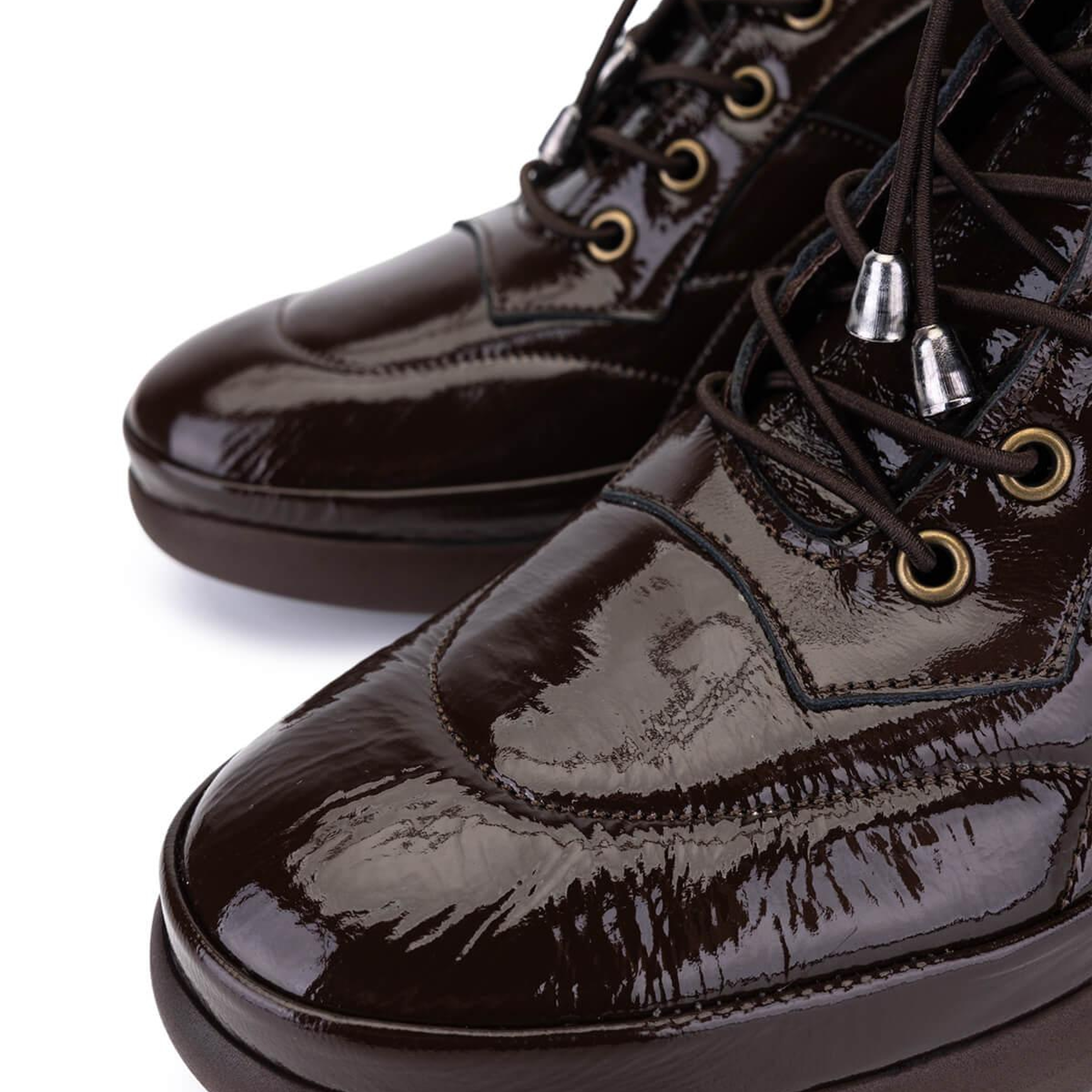 Tamer Tanca Kadın Hakiki Deri Kahverengi Rugan Casual Bot