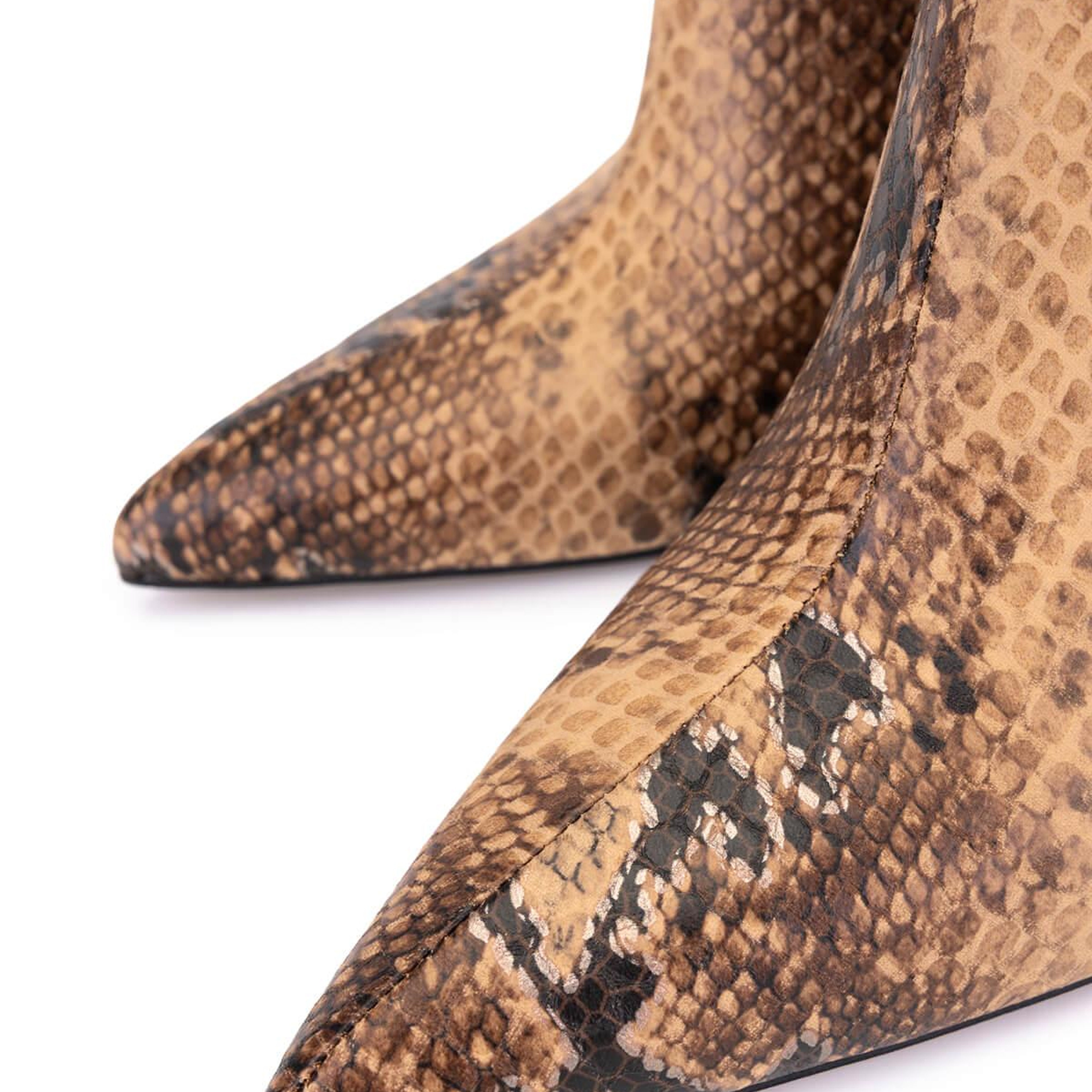 Tamer Tanca Kadın Hakiki Deri Naturel Yılan Topuklu Bot