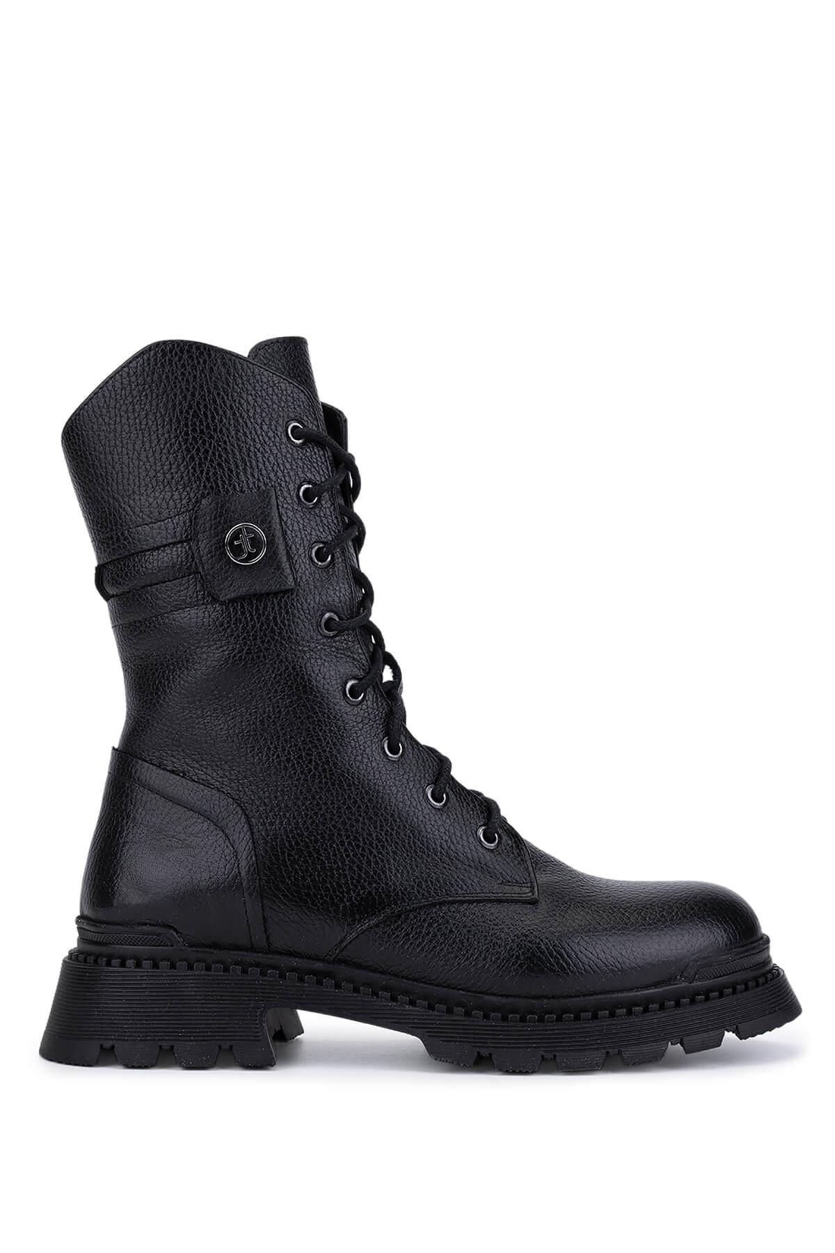 Tamer Tanca Kadın Hakiki Deri Siyah Floter Casual Bot