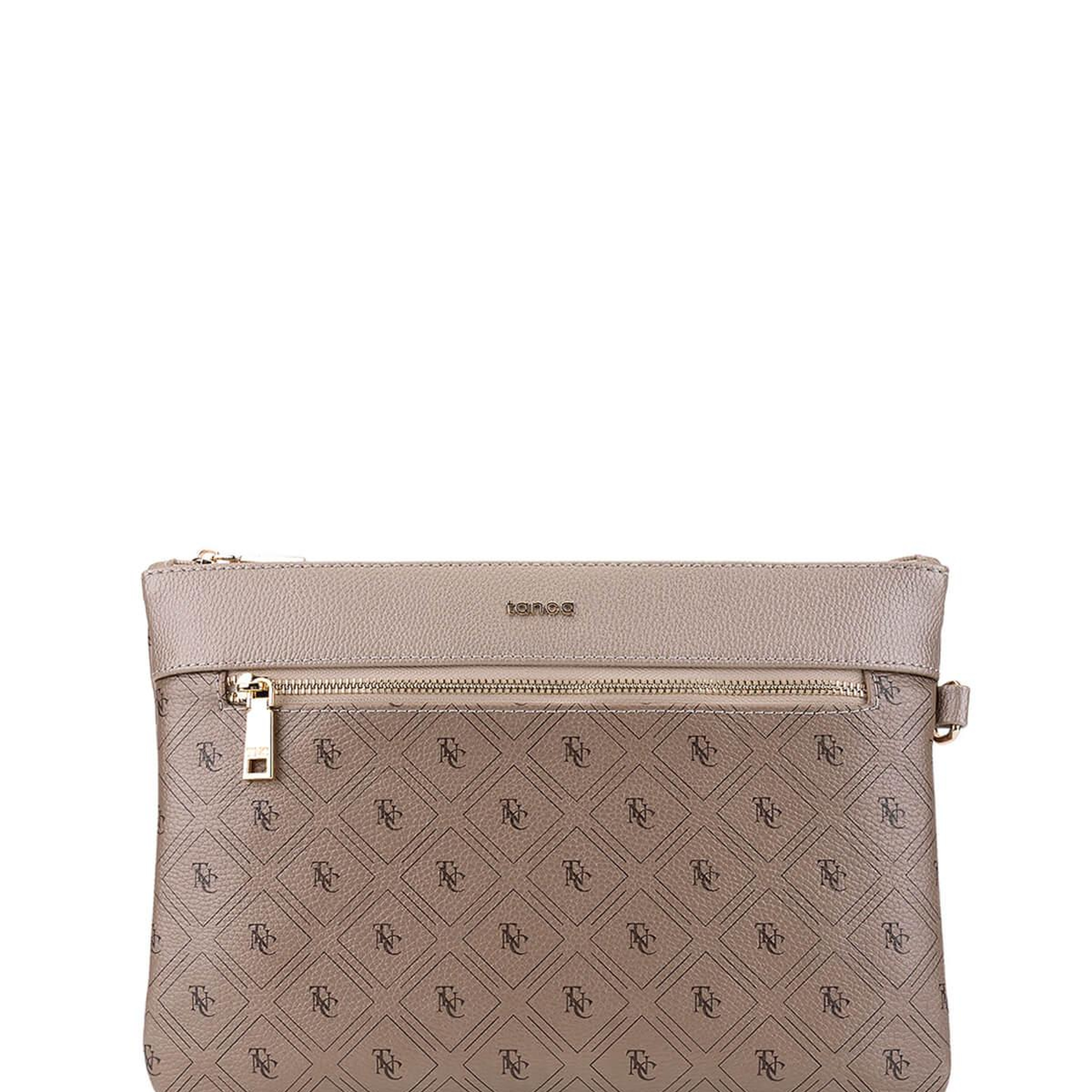 Tamer Tanca Kadın Suni Deri Altın Desen Clutch Çanta