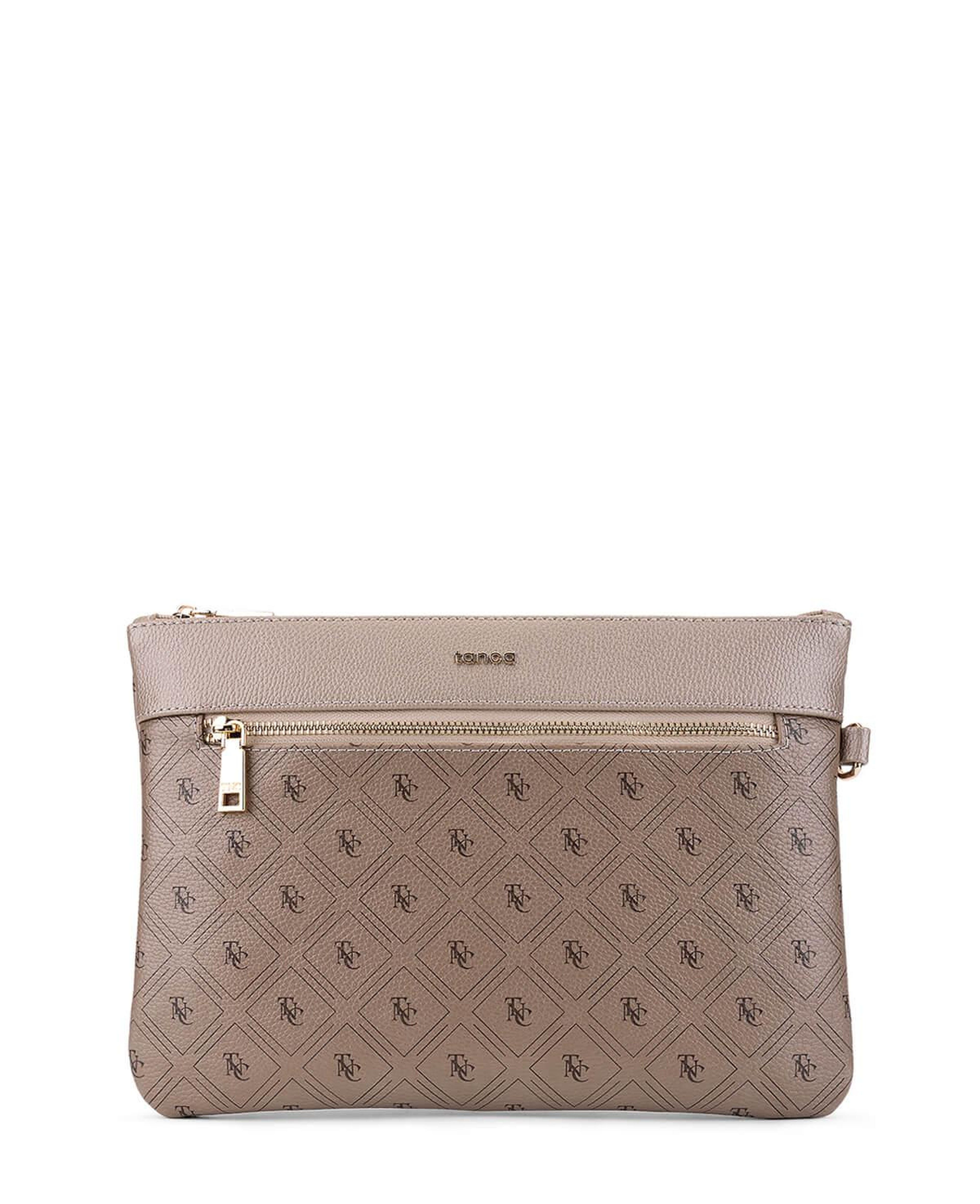 Tamer Tanca Kadın Suni Deri Altın Desen Clutch Çanta