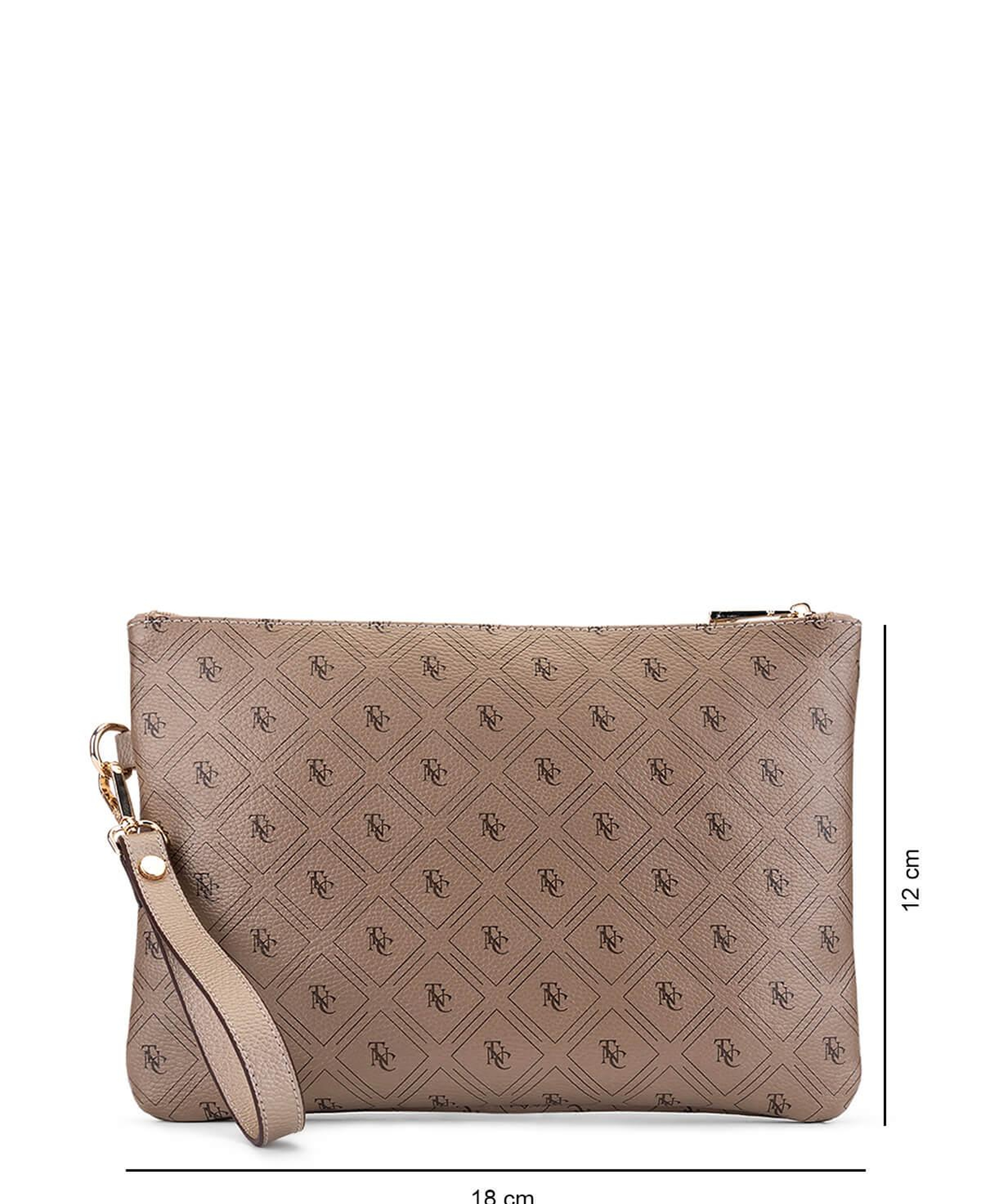 Tamer Tanca Kadın Suni Deri Altın Desen Clutch Çanta
