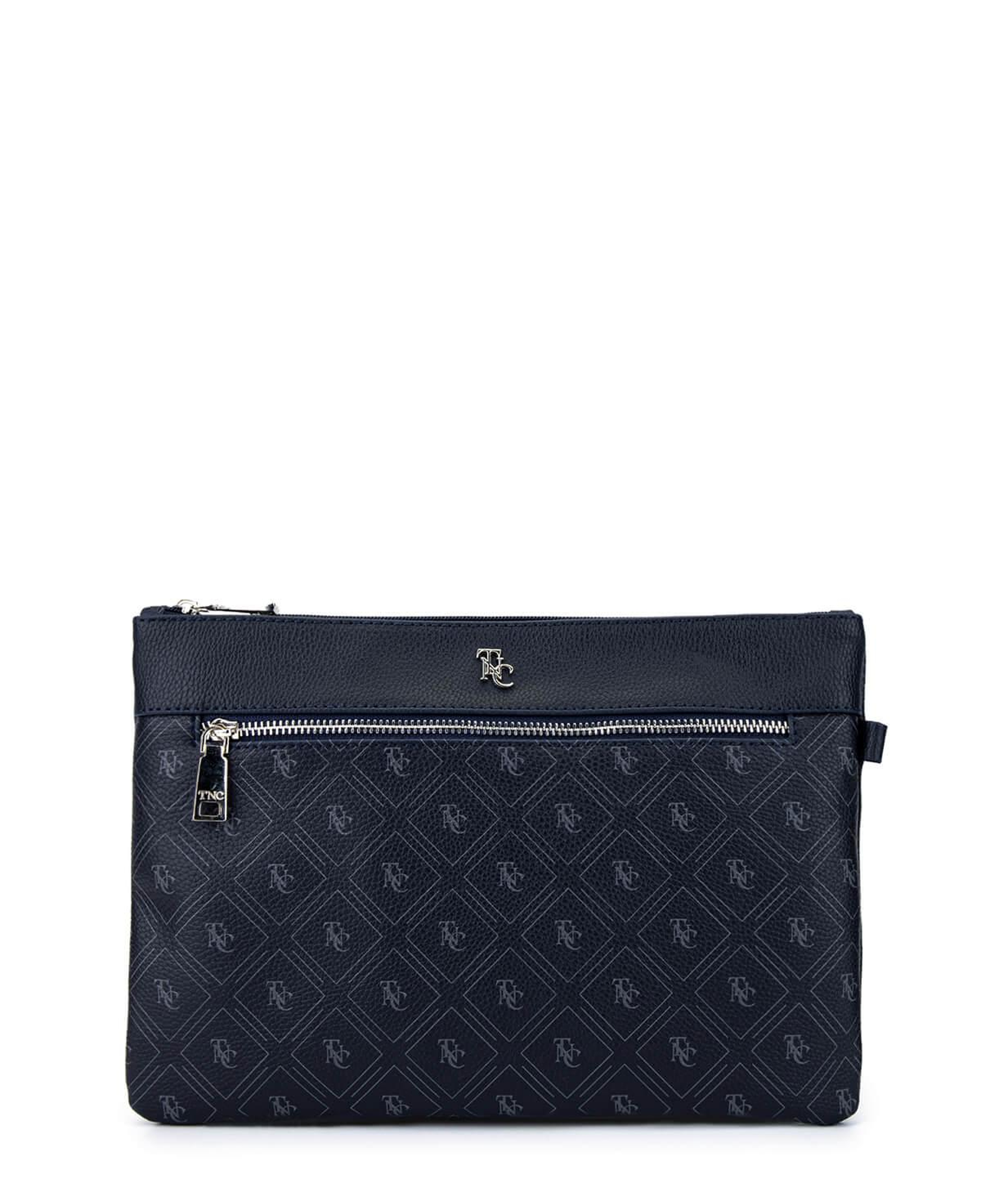 Tamer Tanca Kadın Suni Deri Lacivert Desen Clutch Çanta