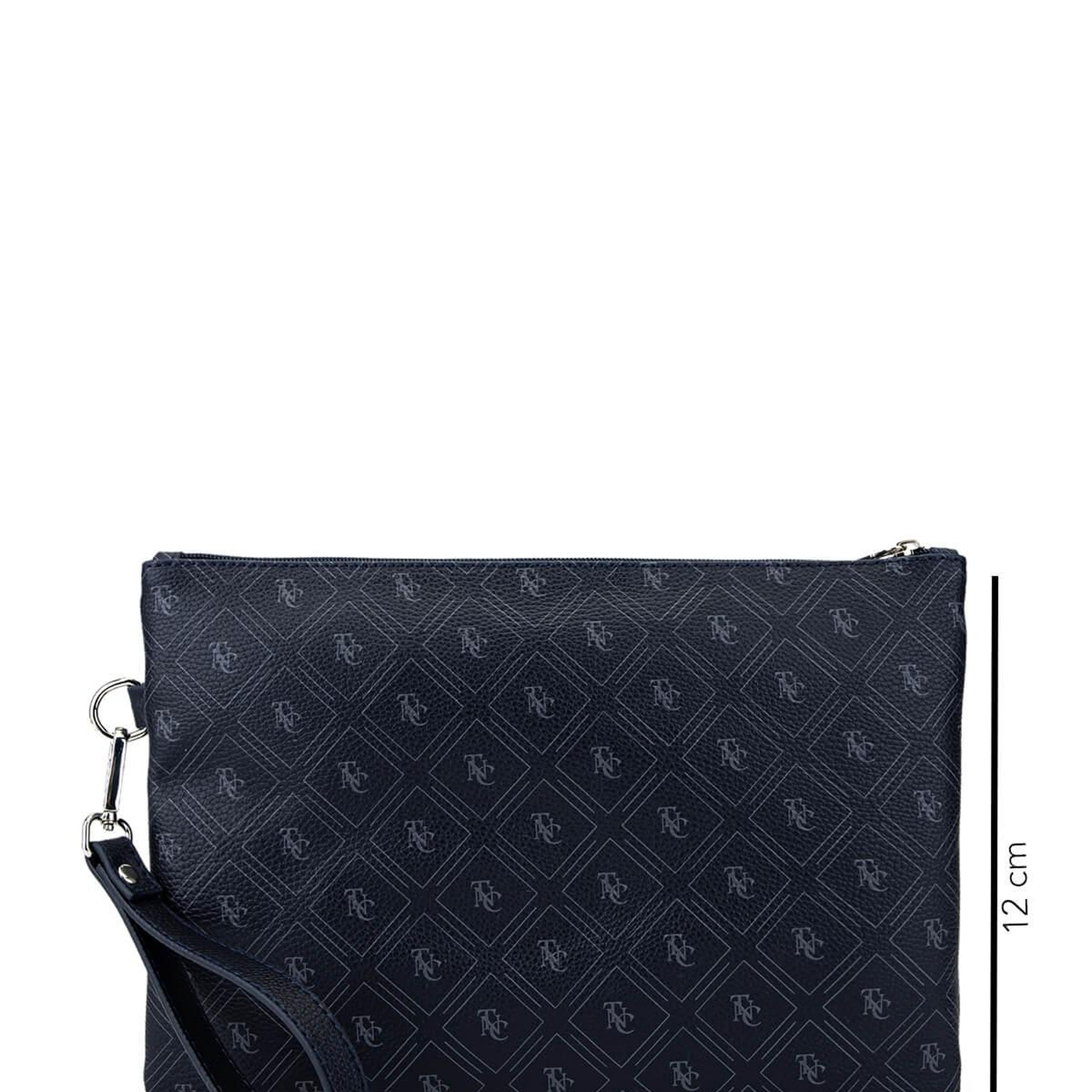 Tamer Tanca Kadın Suni Deri Lacivert Desen Clutch Çanta