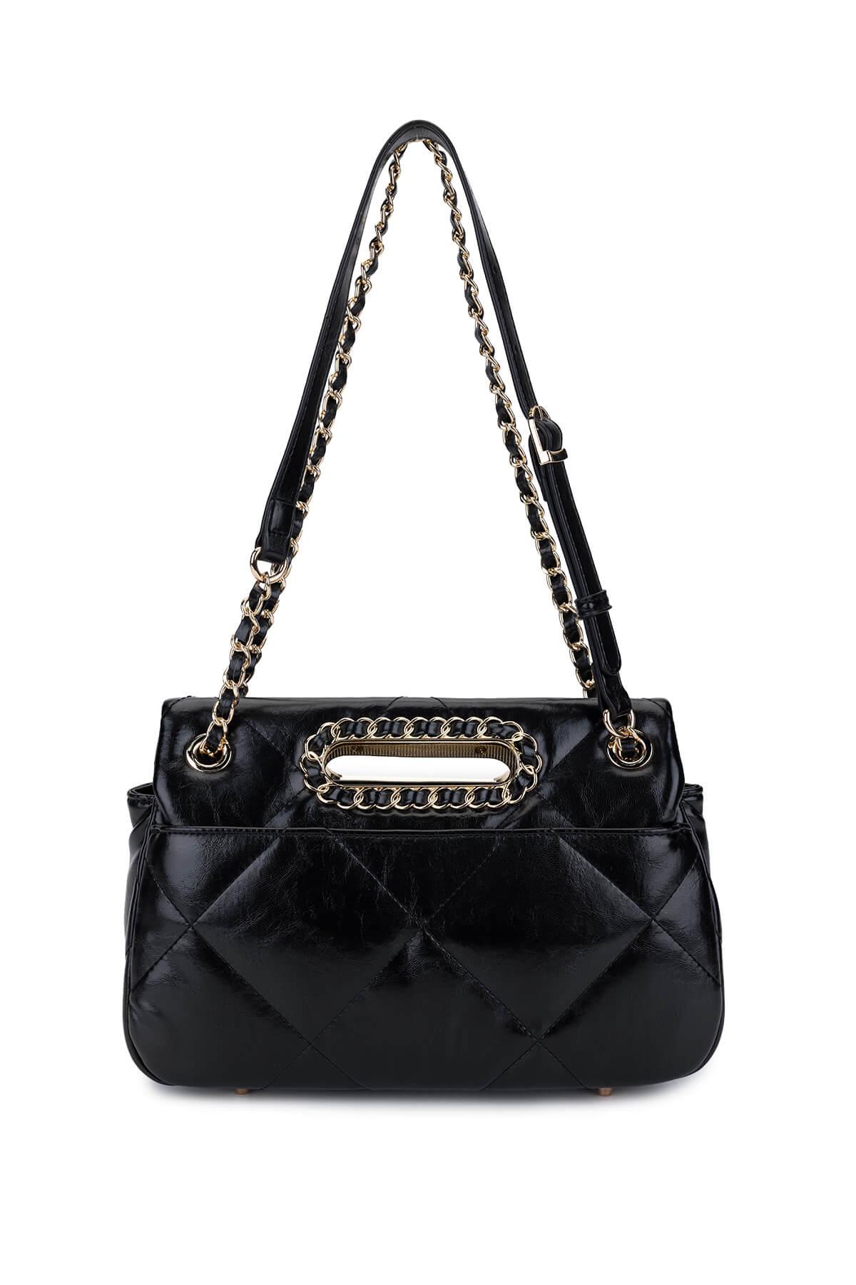 Tamer Tanca Kadın Suni Deri Siyah Omuz Çanta