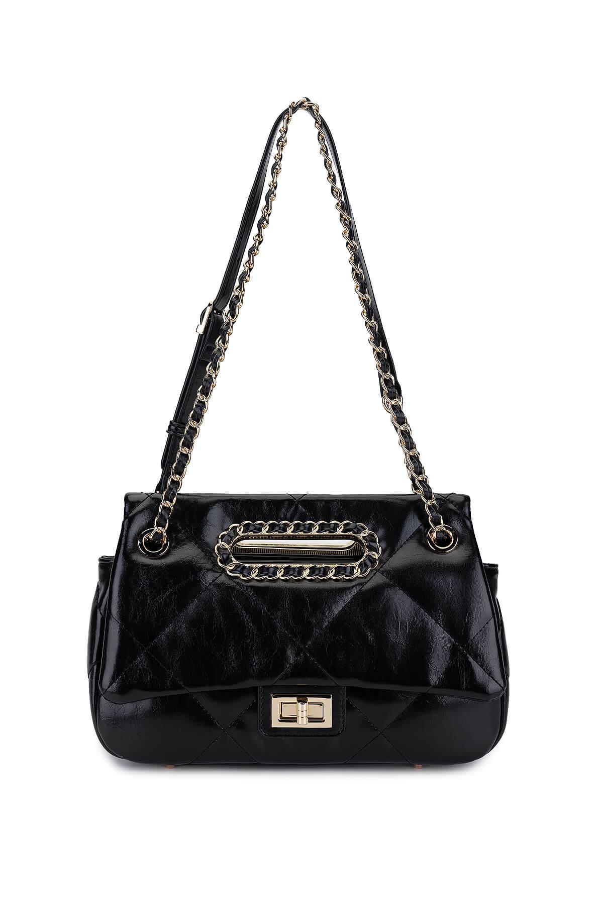 Tamer Tanca Kadın Suni Deri Siyah Omuz Çanta