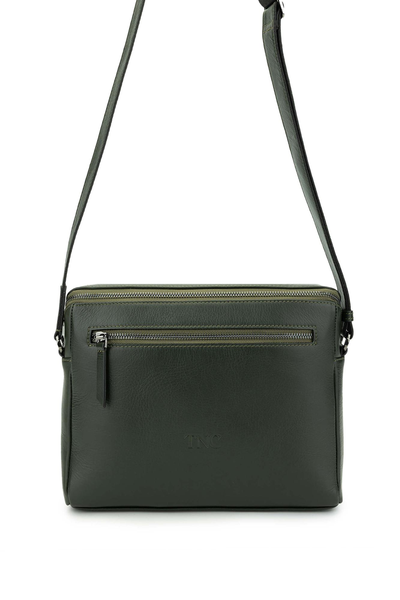 Tamer Tanca Erkek Hakiki Deri Yeşil Postacı Çanta