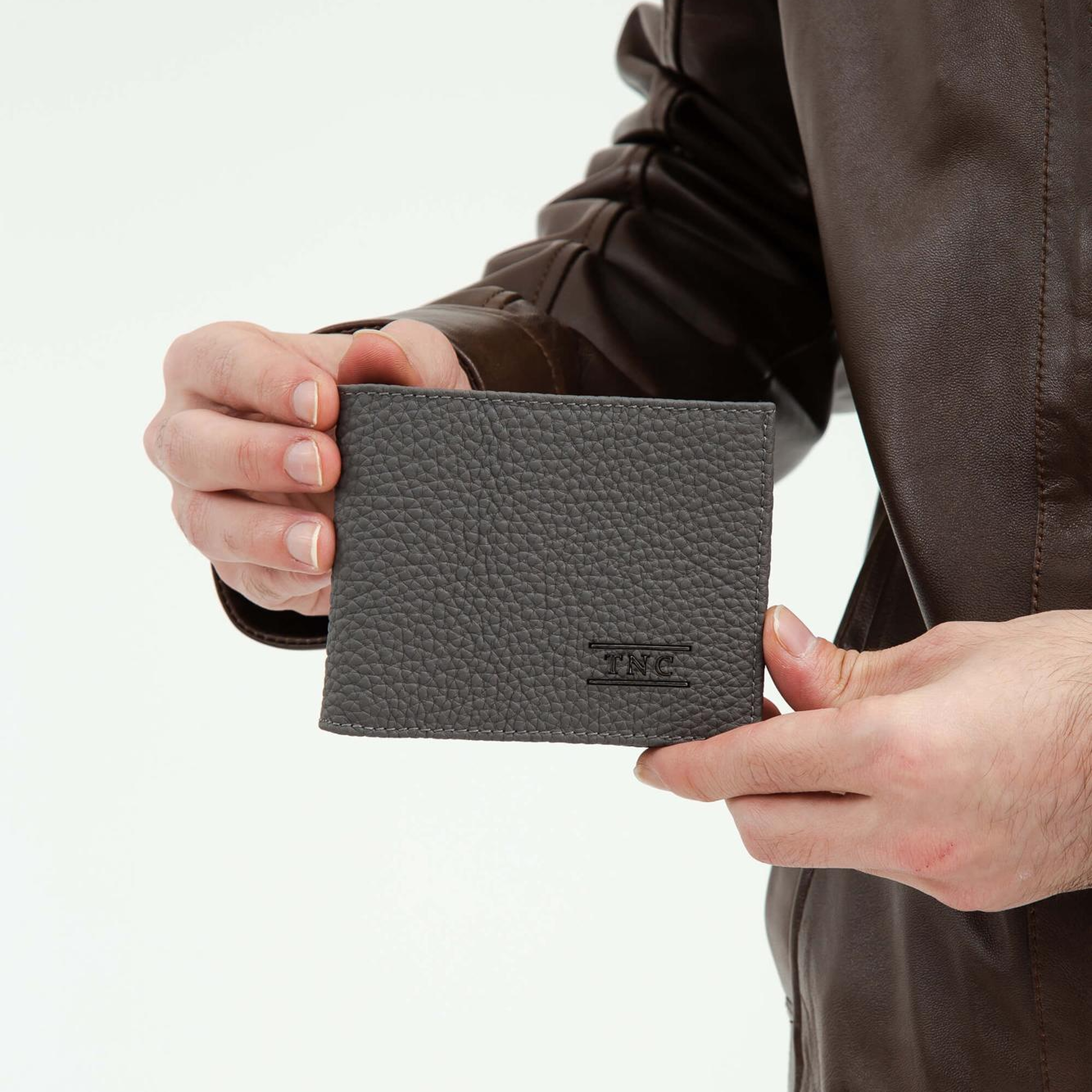 Tamer Tanca Erkek Hakiki Deri Gri Cüzdan Cuzdan