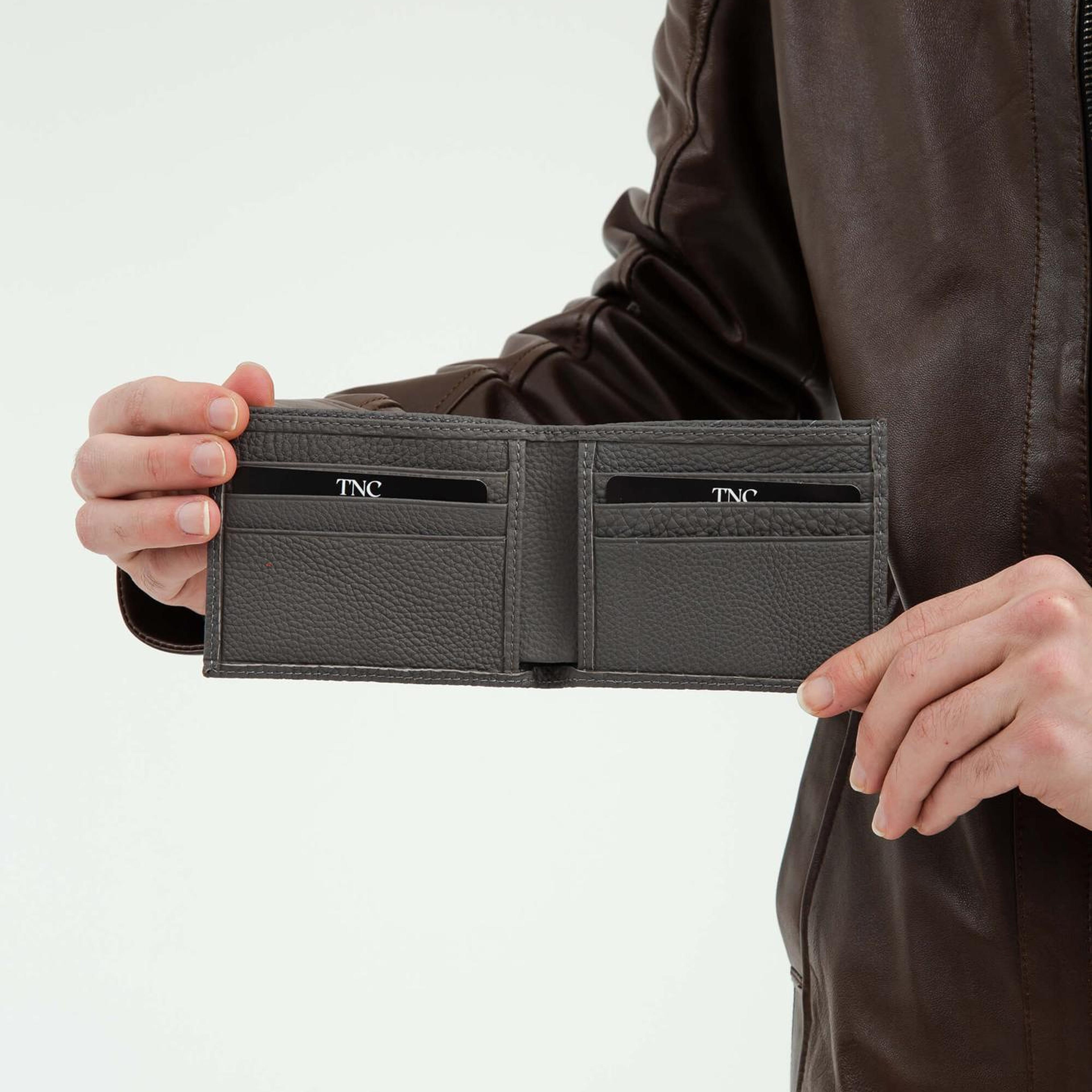 Tamer Tanca Erkek Hakiki Deri Gri Cüzdan Cuzdan