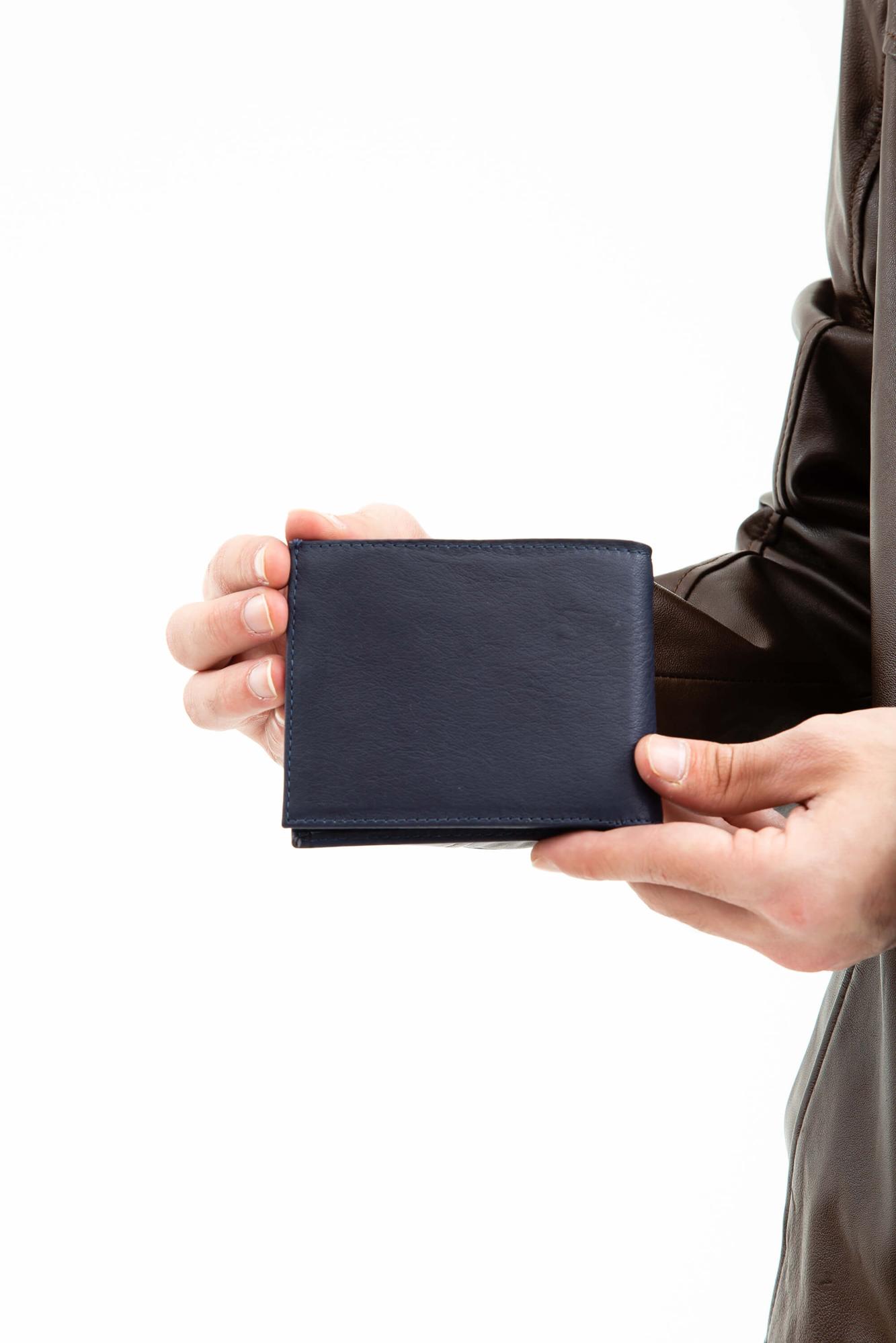 Tamer Tanca Erkek Hakiki Deri Mavi Cüzdan Cuzdan