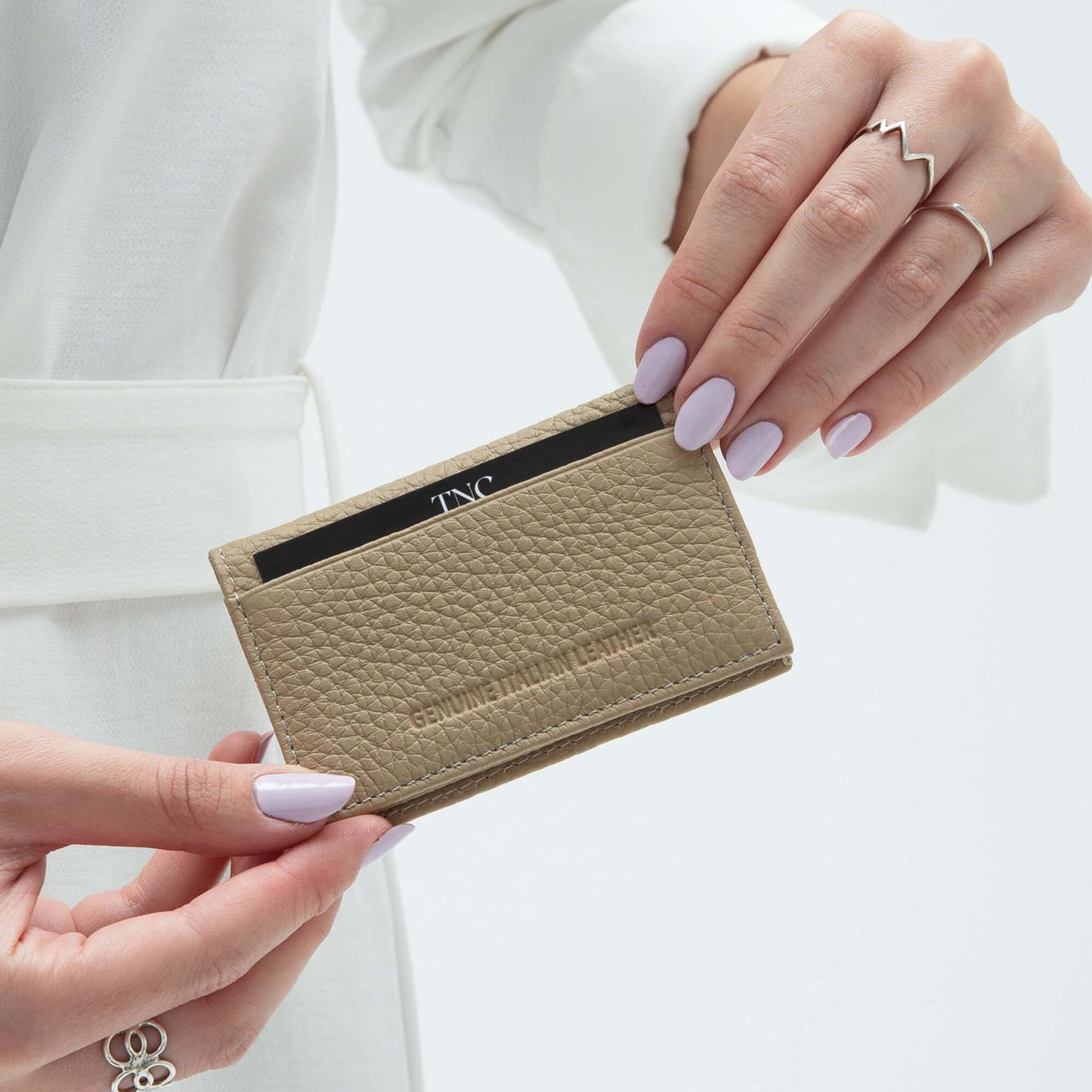 Tamer Tanca Erkek Hakiki Deri Bej Kartlık