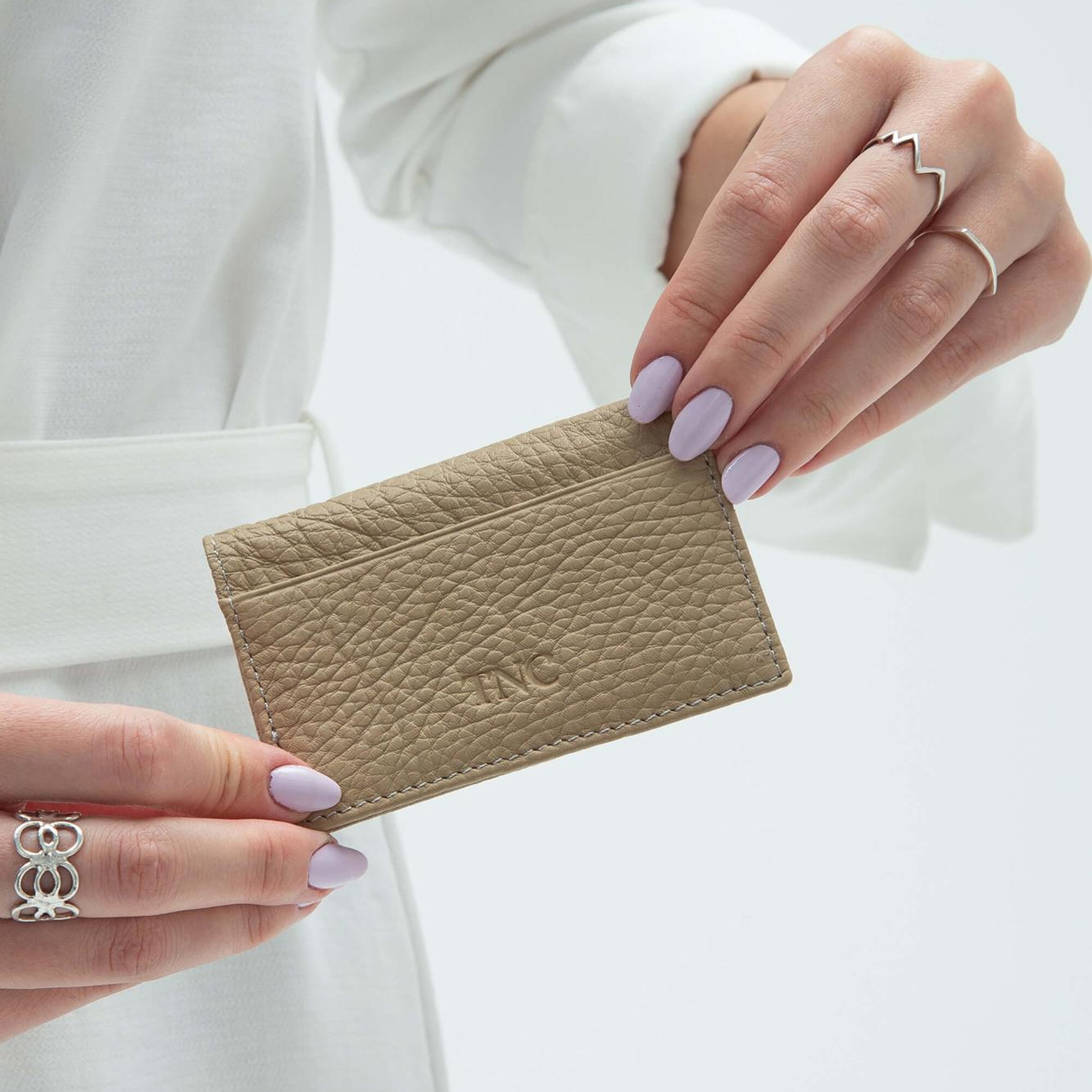 Tamer Tanca Erkek Hakiki Deri Bej Kartlık