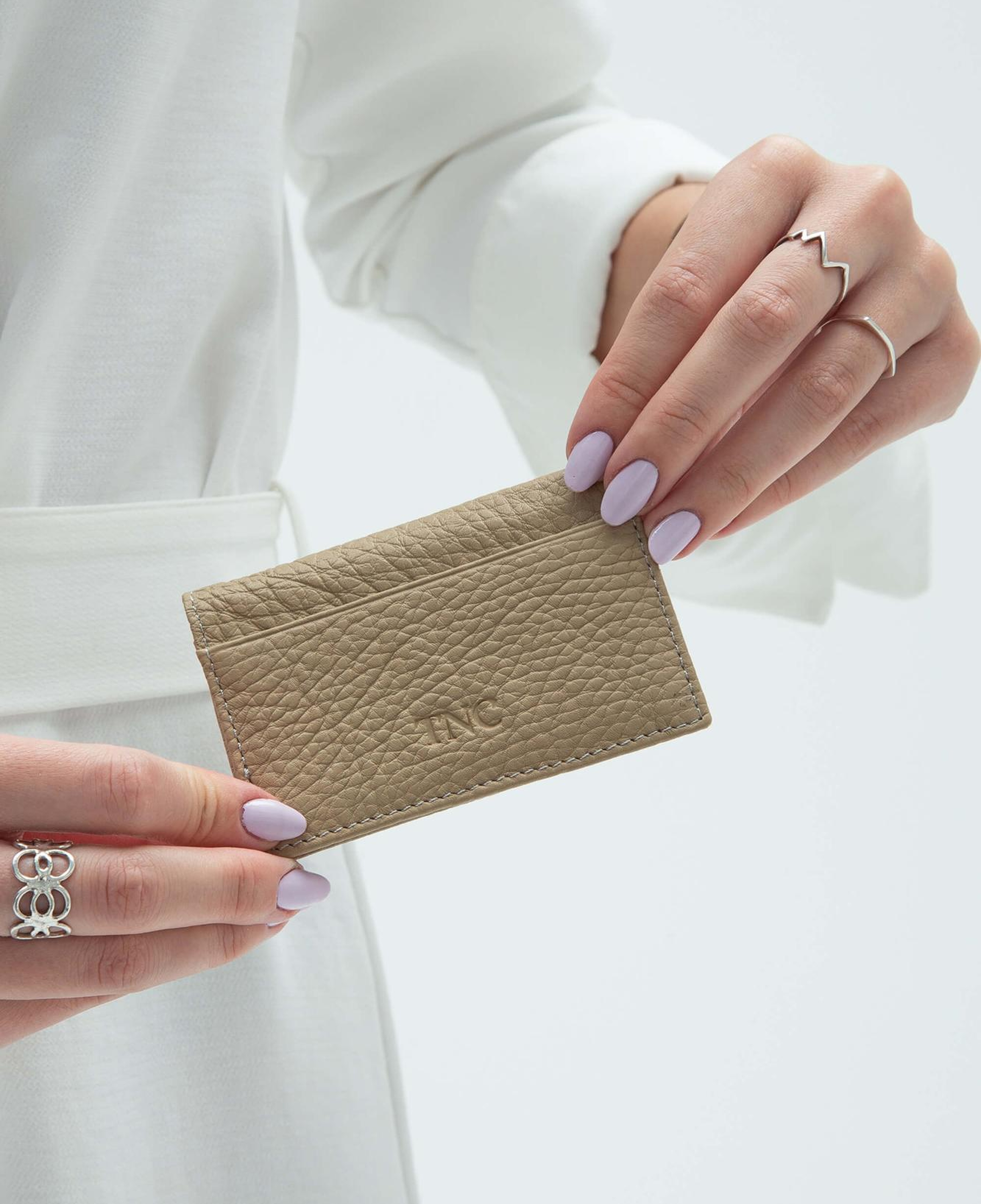 Tamer Tanca Erkek Hakiki Deri Bej Kartlık